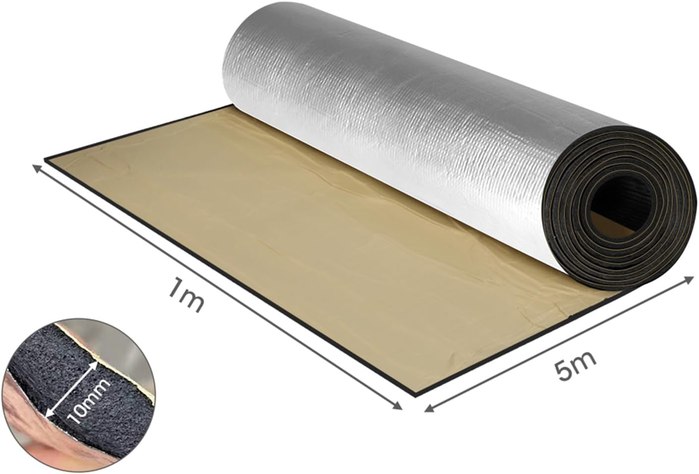 Manan Sound Deadener 10MM Car Noise Proofing Insuation Mat Auto Heat Shield Foam Waterproof & Fireproof Easy to Cut Self-Adhesive | 10Mm Thick, 5M X 1M/Roll image number 2