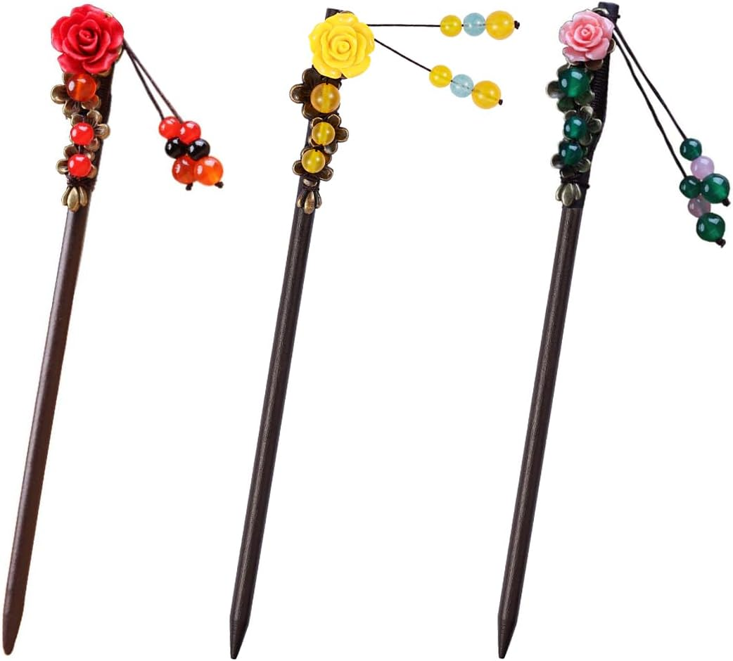 (Model A, Wooden) - Handmade Wooden Hair Stick,Women Retro Hairpin Flower Decor Model A