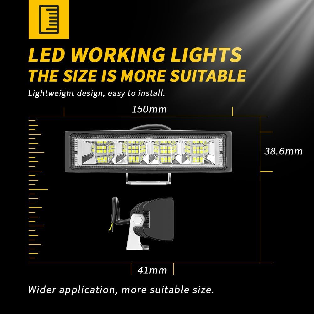 RUNEWAX LED Boat Light 6 Inch 6500K White 12V 72W 5000LM Flood Beam Marine Lights IP67 Waterproof for SUV ATV UTV Tractor, Pack of 2 image number 1