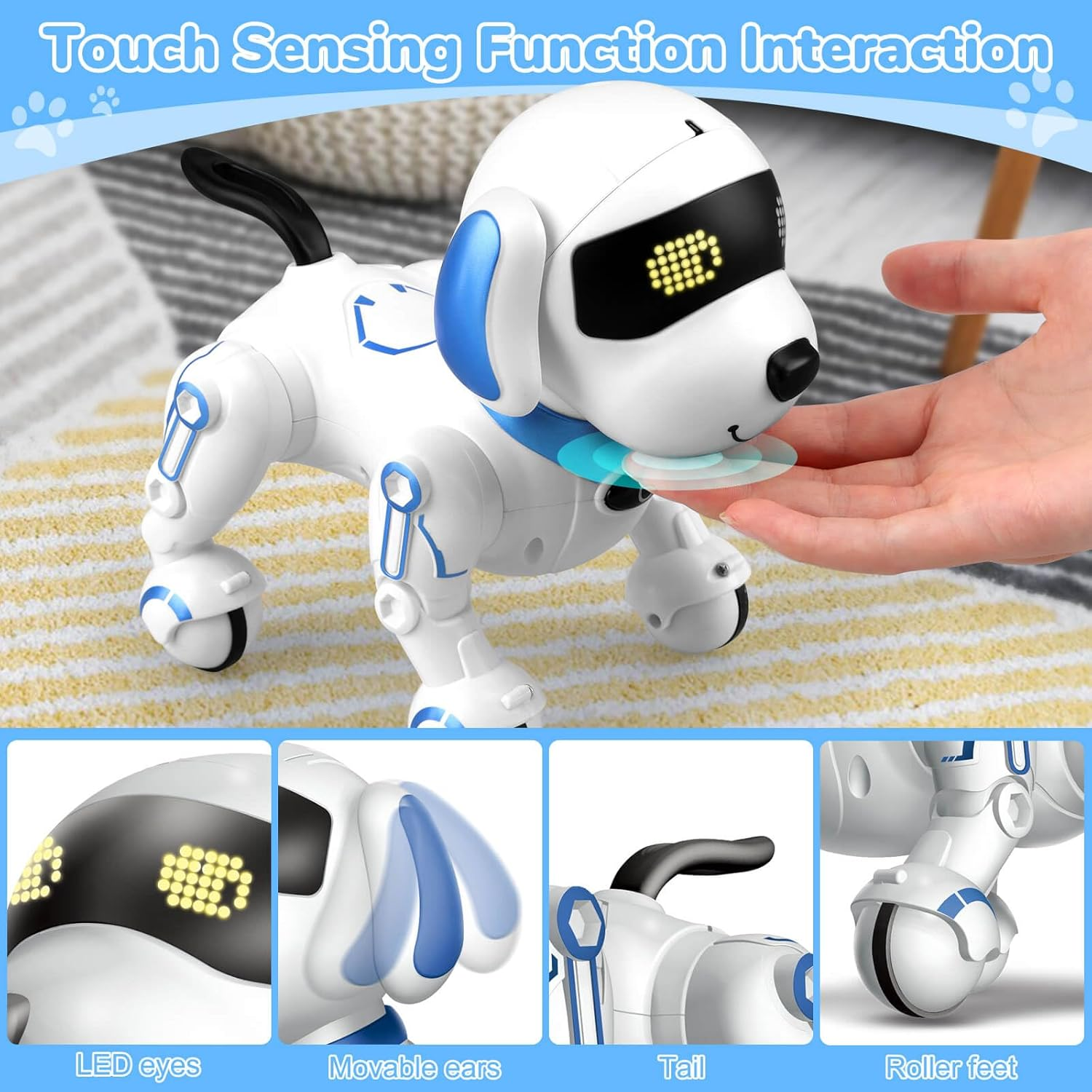 Robot Dog Toys for Kids 8 9 10 11 12, Remote Control Dogs, Robot Dog for Kids 8-12, Pet Robotic, Electric Dog Toy, Robotic Dogs, Toys for 5 6 7 8 9 10 11 12 Years Old Boys Girls, Blue, Y878 image number 6