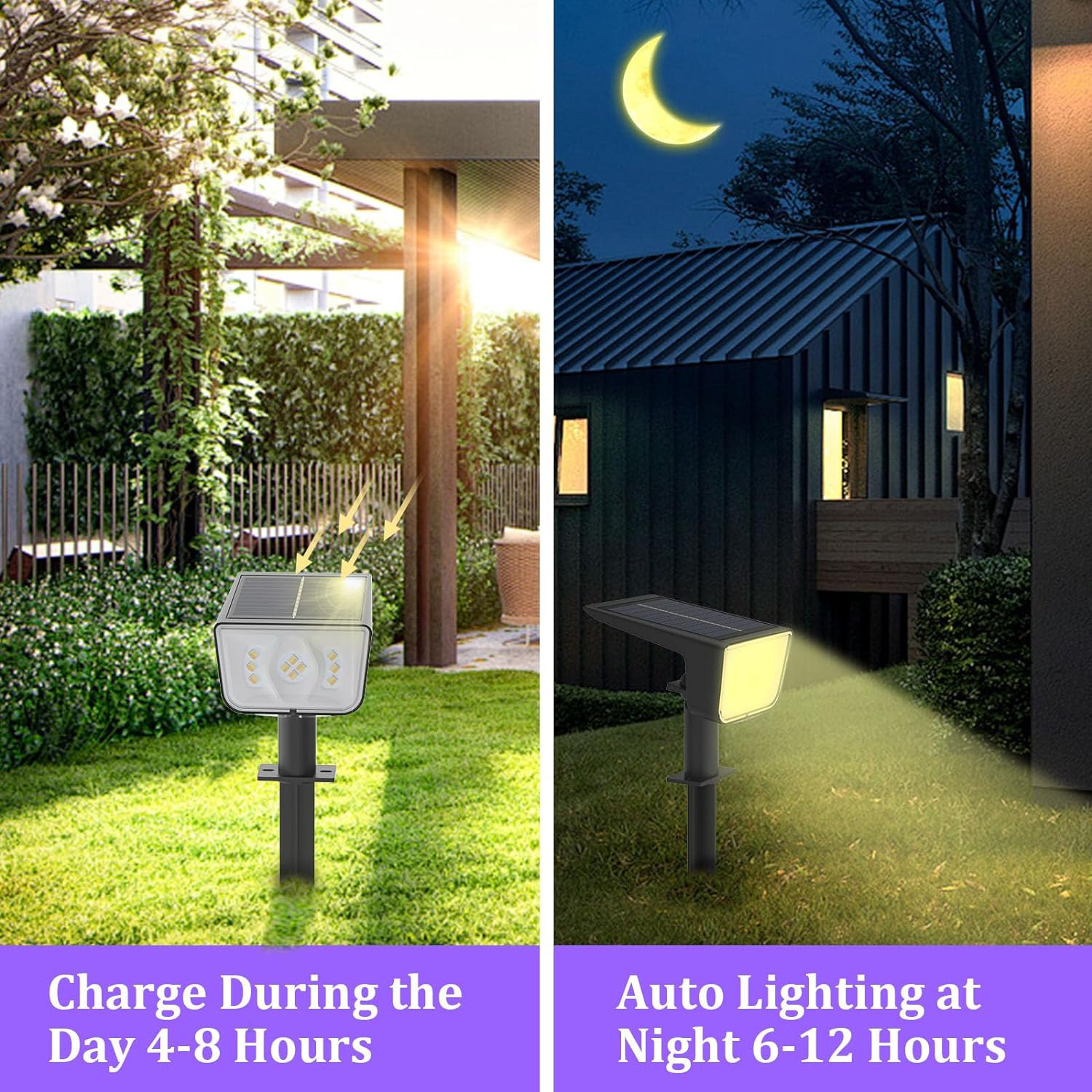 Solar Spot Lights Outdoor: 6 Pack Solar Lights Outdoor IP67 Waterproof, 2 Lighting Modes(Warm Light/Cool White) Garden Solar Spotlights for Landscape Pathway Garden Porch Yard Pool