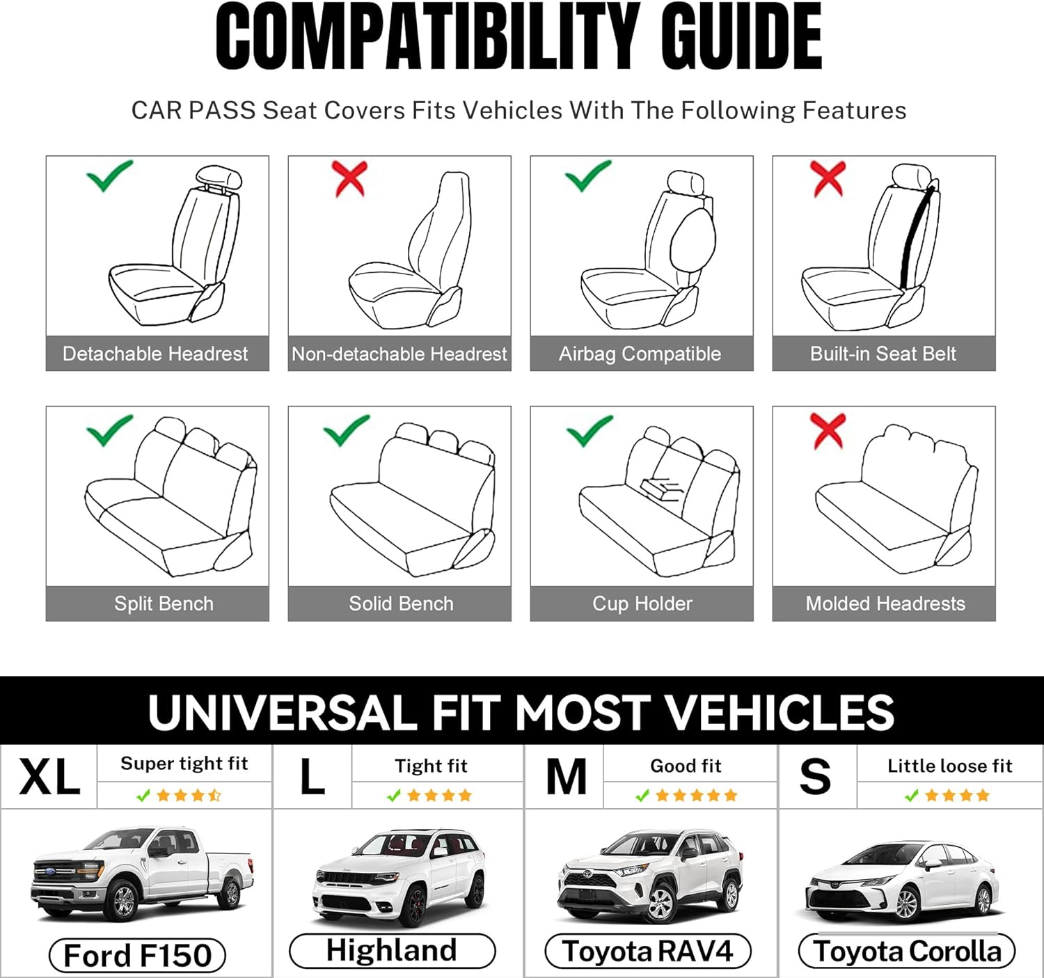 CAR-GRAND Leather Car Seat Covers Full Set, Airbag Compatible Breathable Air Mesh Car Seat Covers, Universal Fit Seat Covers Protector for Cars Trucks SUV Pick-Up Sedan Interior (Green) image number 5