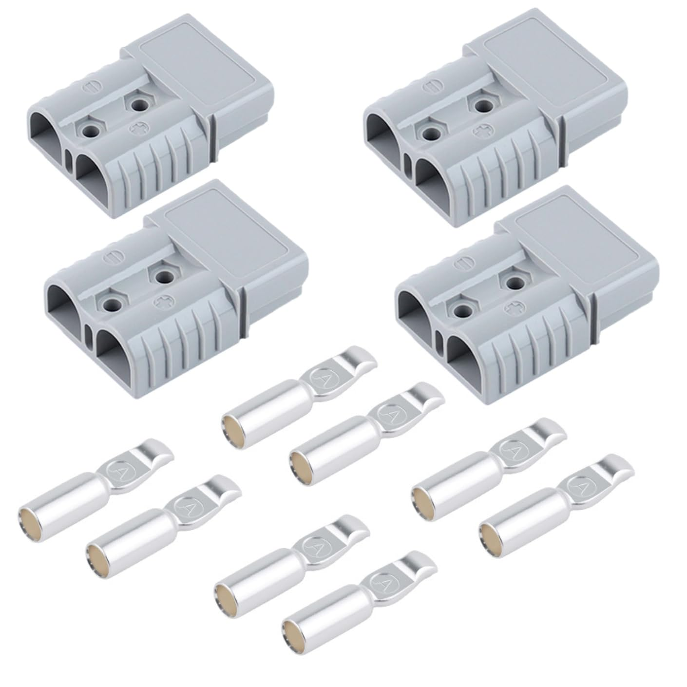 120A Anderson Style Plug &ndash; 4 Pack, Grey &ndash; Includes Heavy Duty 4AWG Copper Terminal Pins &ndash; Quick Connect/Disconnect Power Connector for 12V&ndash;24V DC Systems (4) image number 2