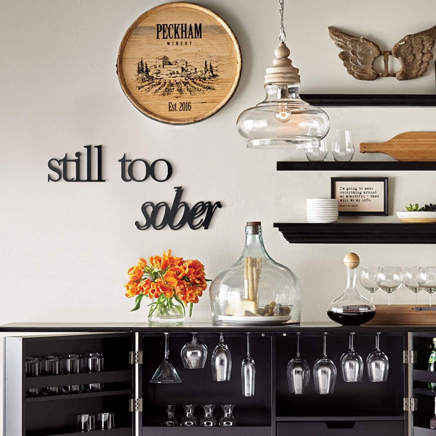 Hoagard Still Too Sober Metal Wall Art &ndash; Modern Inspirational Wall Decor, Minimalist Metal Sign for Living Room, Bedroom, Office, Gallery Aesthetic image number 2