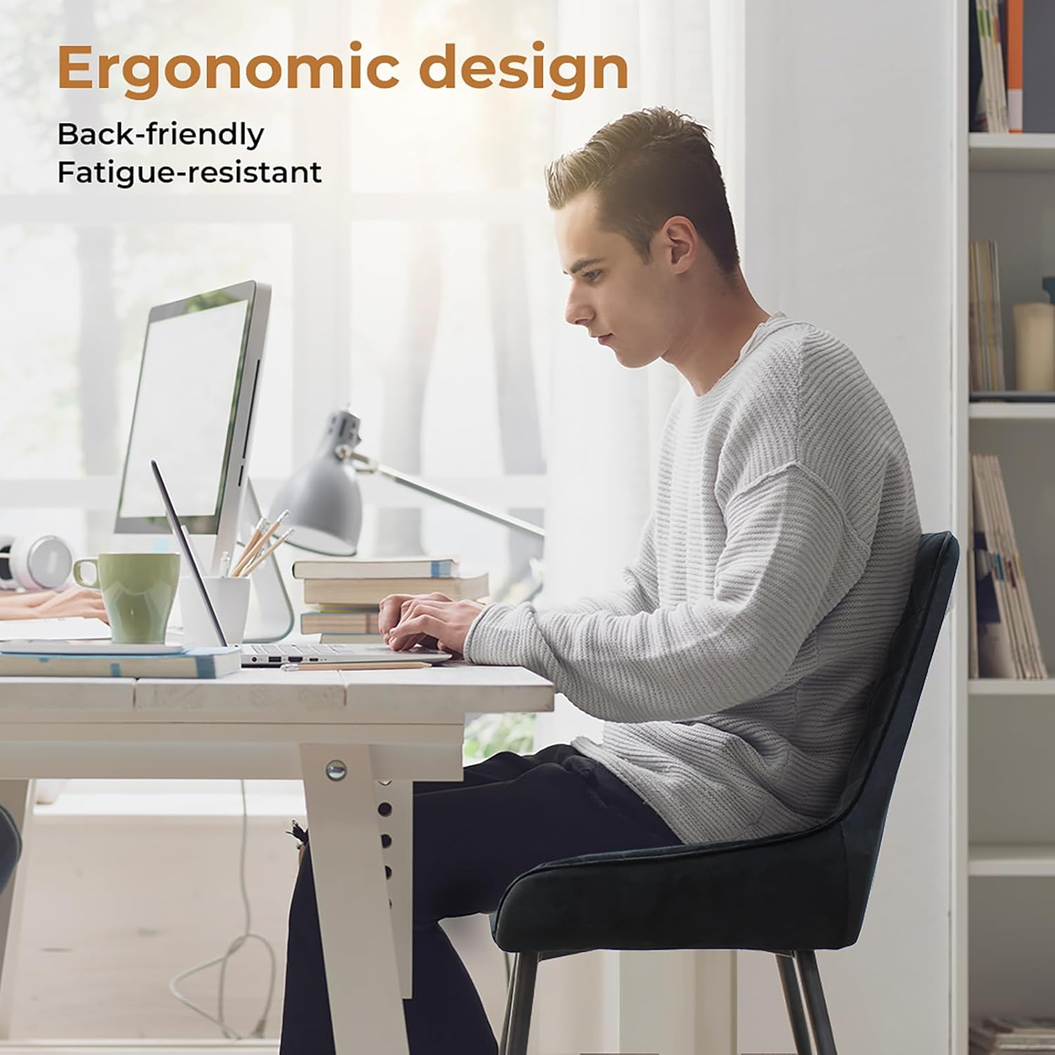 LEVEDE 4X Dining Chairs, Black Velvet, Contemporary Style, Dining Chair, Kitchen, Living Room, Cafe, Meeting Room, Load up to 150Kg image number 2