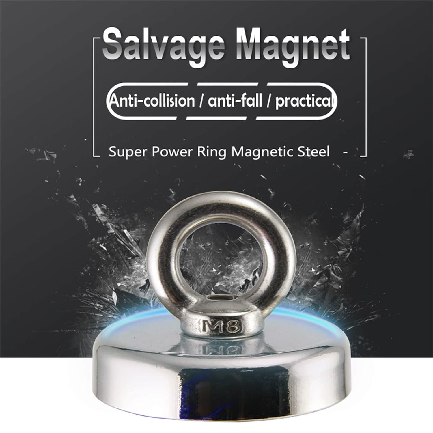 MIN CI Neodymium Magnets 255Lb Super Strong Magnet Fishing,Heavy Duty Magnetic Large Rare Earth Magnets with Countersunk Hole Eyebolt for Magnetic Fishing Salvage Underwater Retrieval Industrial 2Pack image number 5