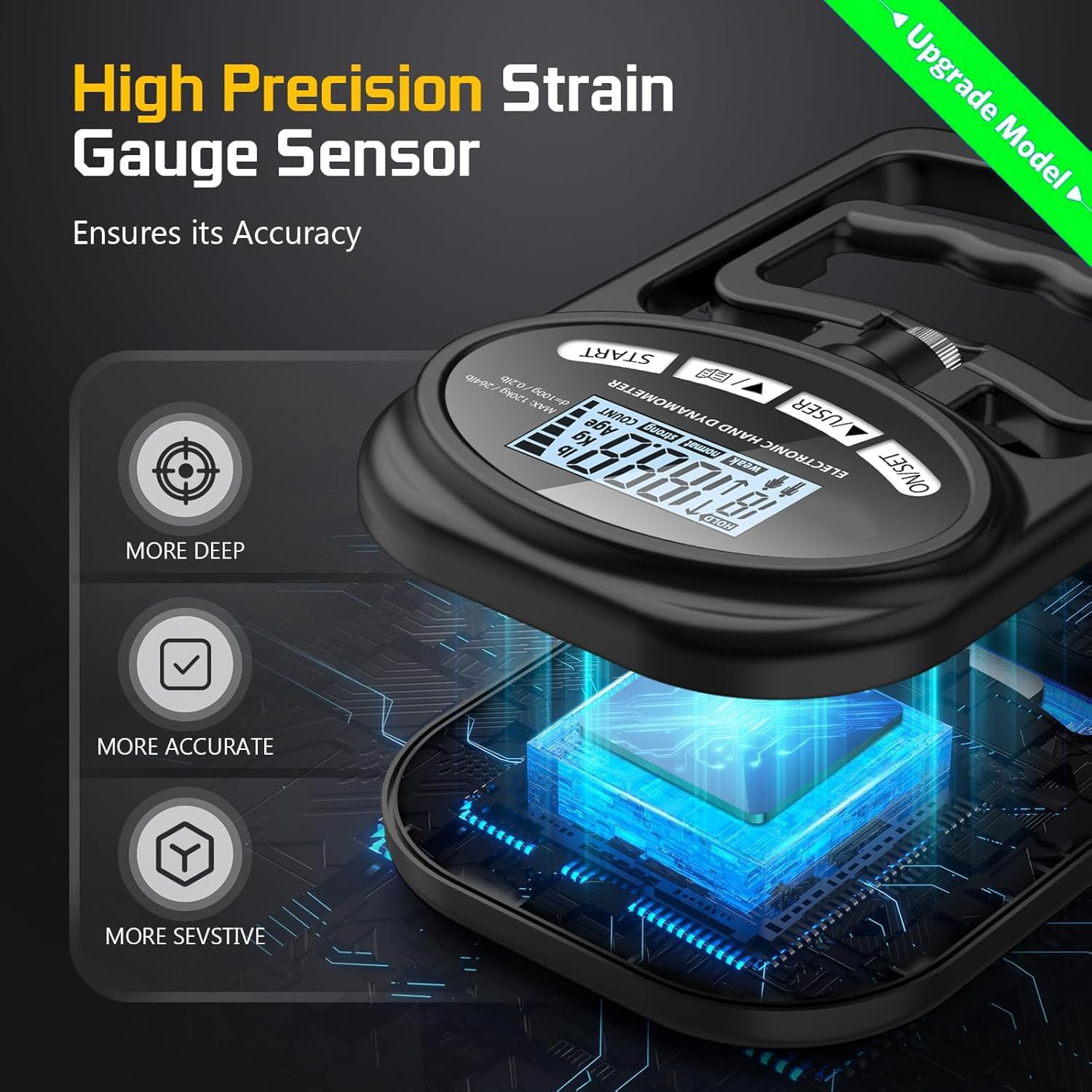 Grip Strength Tester Set &ndash; 8PCS Hand Dynamometer (400 Lbs/180 Kg) & Adjustable Grip Strengthener for Strength Training & Rehabilitation image number 2