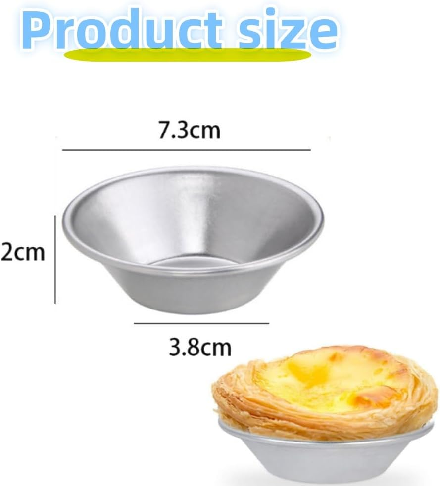 Aluminum Egg Tart Molds 10 Pcs, Thicker Cake Cup Egg Tart Pudding Mould DIY Tools,Individual round Pie Tins, Pudding Moulds Cupcake Cups, Non-Stick Coating Quiche Baking Moulds image number 4