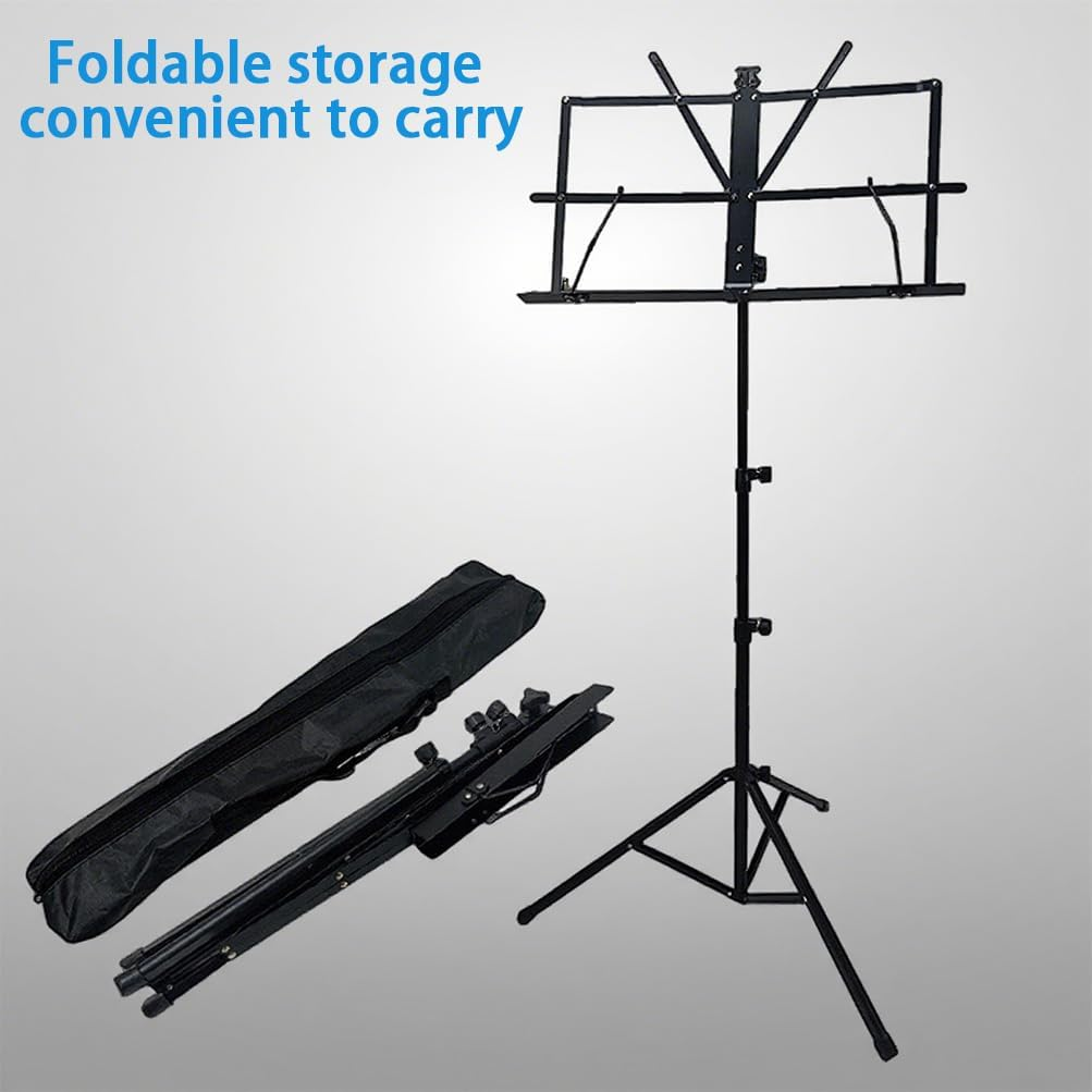 Foldable Music Stand, Portable Lifting and Folding Music Stand with Carrying Bag, Small Music Stand, Folding Sheet Music Stand and Desktop Book Stand, Perfect for Musicians, Students, Performers image number 3
