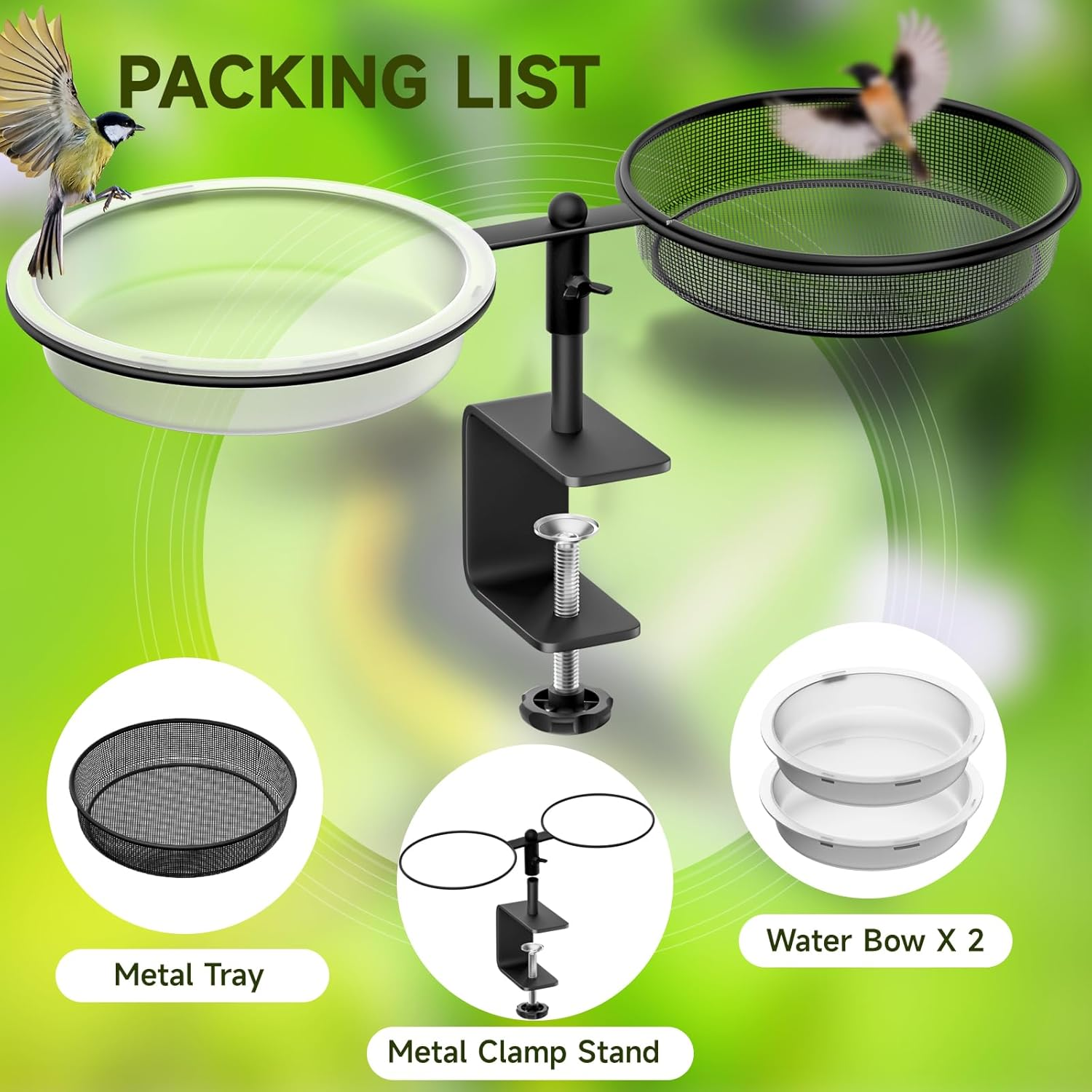 Bird Feeder Deck Mount with Detachable Bowl 2-In-1 Wild Bird Bath & Water Food Container Station for Garden, Yard, Balcony Outdoor Bird Feeding Stand for Wild Birds, Bird Watcher Gift (Type1)