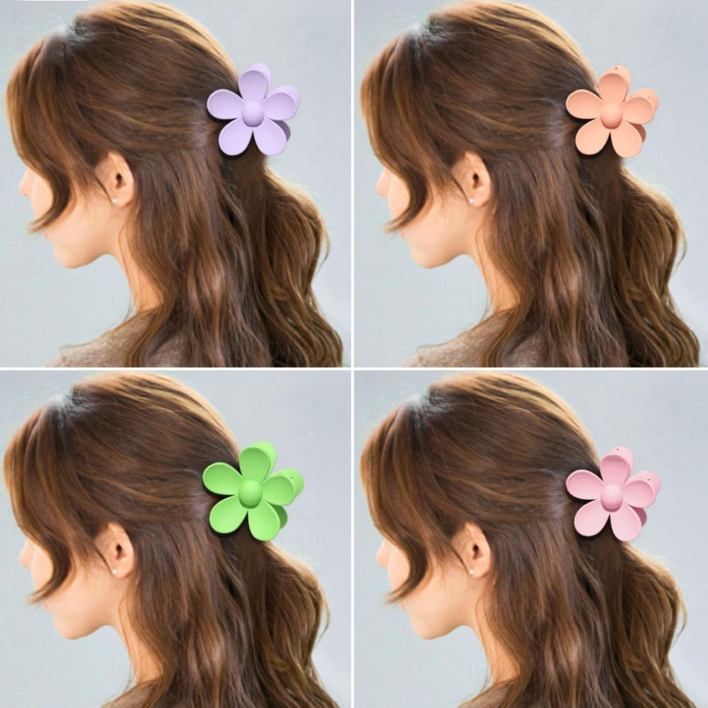 Pack of 1 Women'S Flower Hair Clips, Flower Hairpin Hair Clips Non-Slip Plastic Hair Claws Hair Clips Hair Accessories for Women Girls for Daily Wear, Royal Blue image number 1