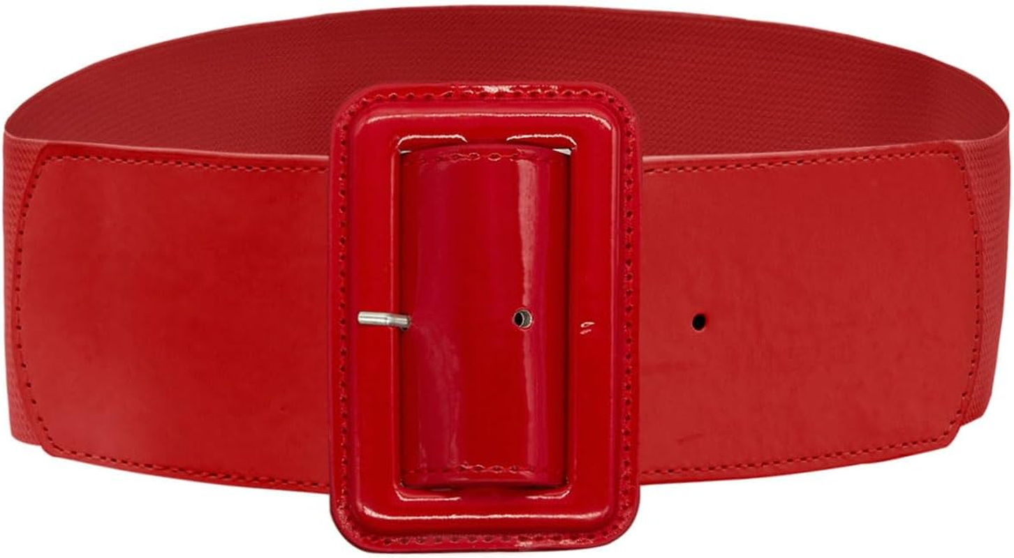 LJCZKA Women Wide Stretchy Belt Adjustable Vintage Elastic Waist Belt for Dresses with Square Buckle