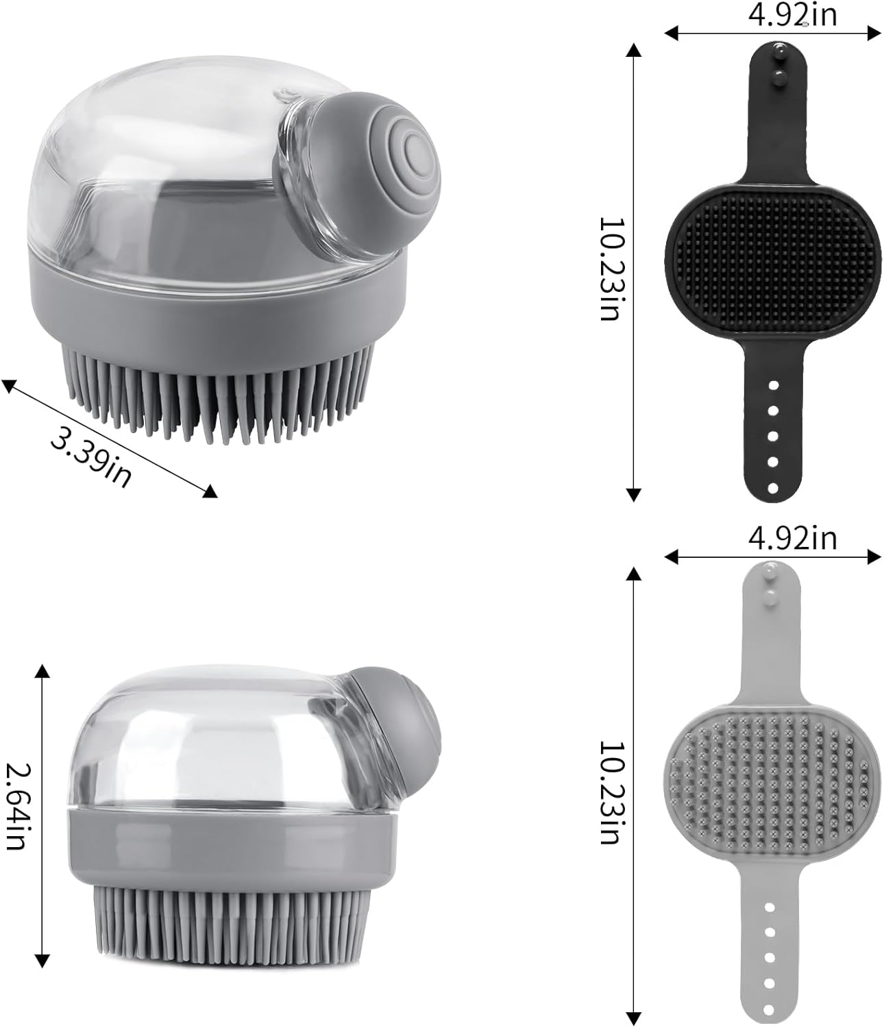 Comotech 6PCS Dog Bath Brush | Adjustable Handle Shampoo Brush & Scrubber for Short & Long Haired Dogs & Cats | Effectively Solve Odor & Stain Removal Problems (Gray Black Gray) - Blue Green Gray image number 5