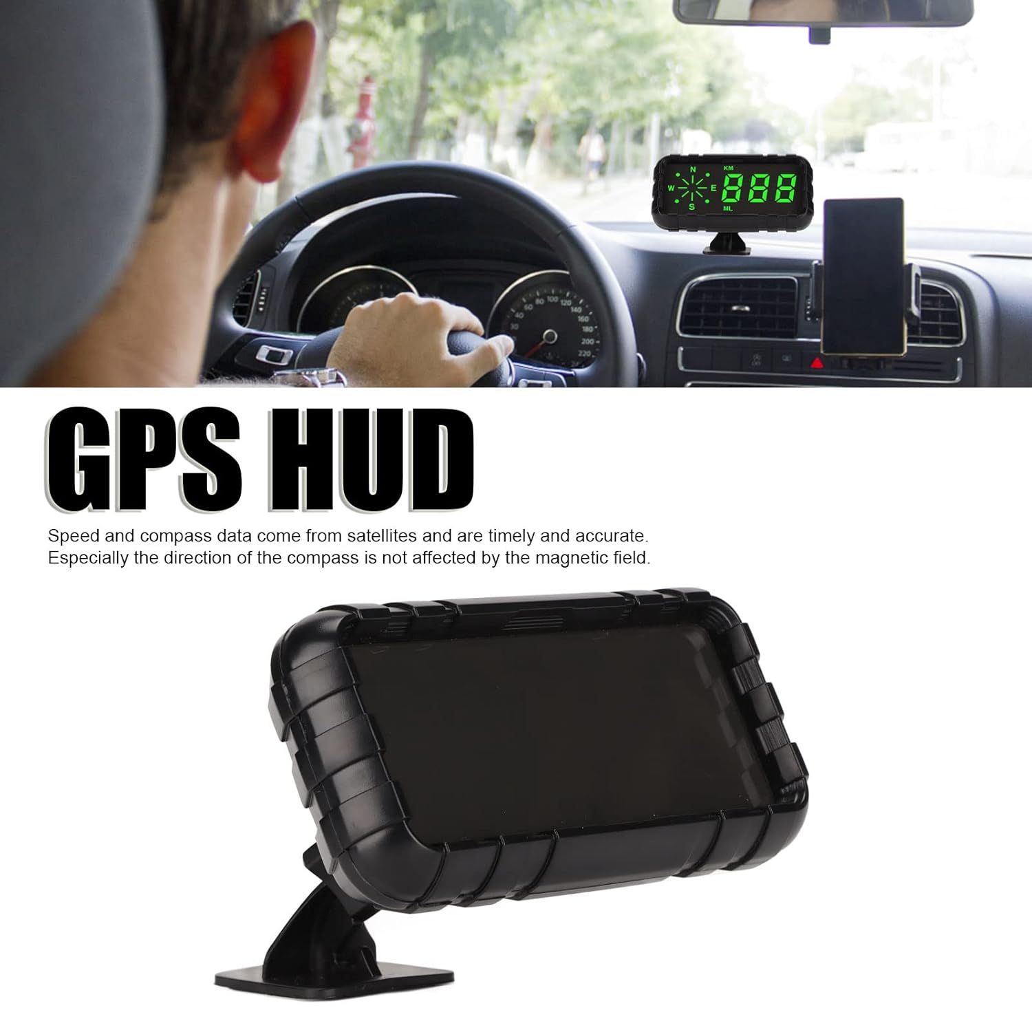 GPS Speedometer, HUD Digital Display MPH/KMH Overspeed Alarm, Fatigue Driving Alarm, Mileage Measurement, Driving Time Car Head up Display for All Car Vehicle Motorcycle USB Power image number 6