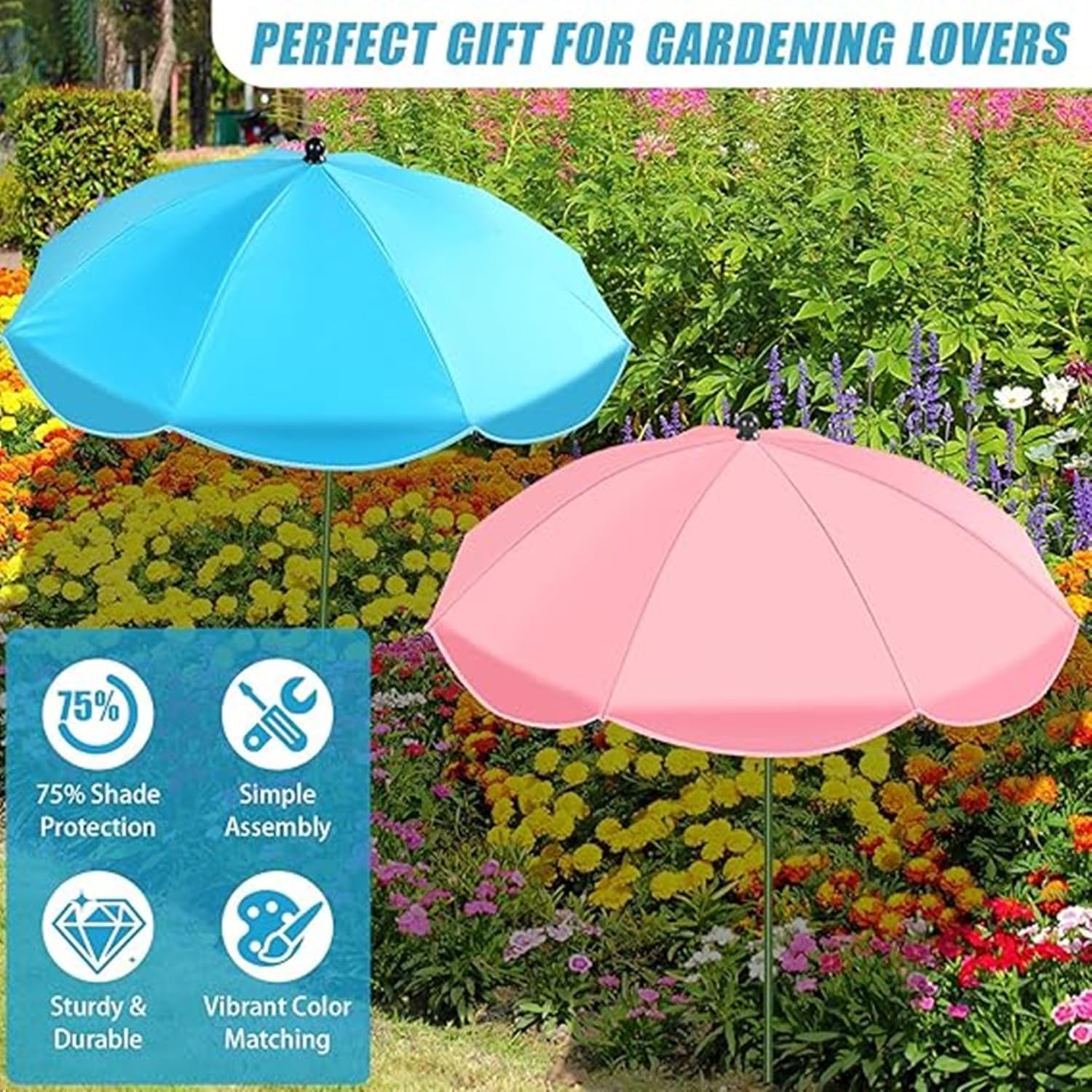 Upgraded Umbrellas for Outdoor Plants, 26" Larger Garden Plant Umbrella Shade with Adjustable Angle, 43.4" Higher Sun Shade for Plants, Potted Plant, Garden Beds image number 2