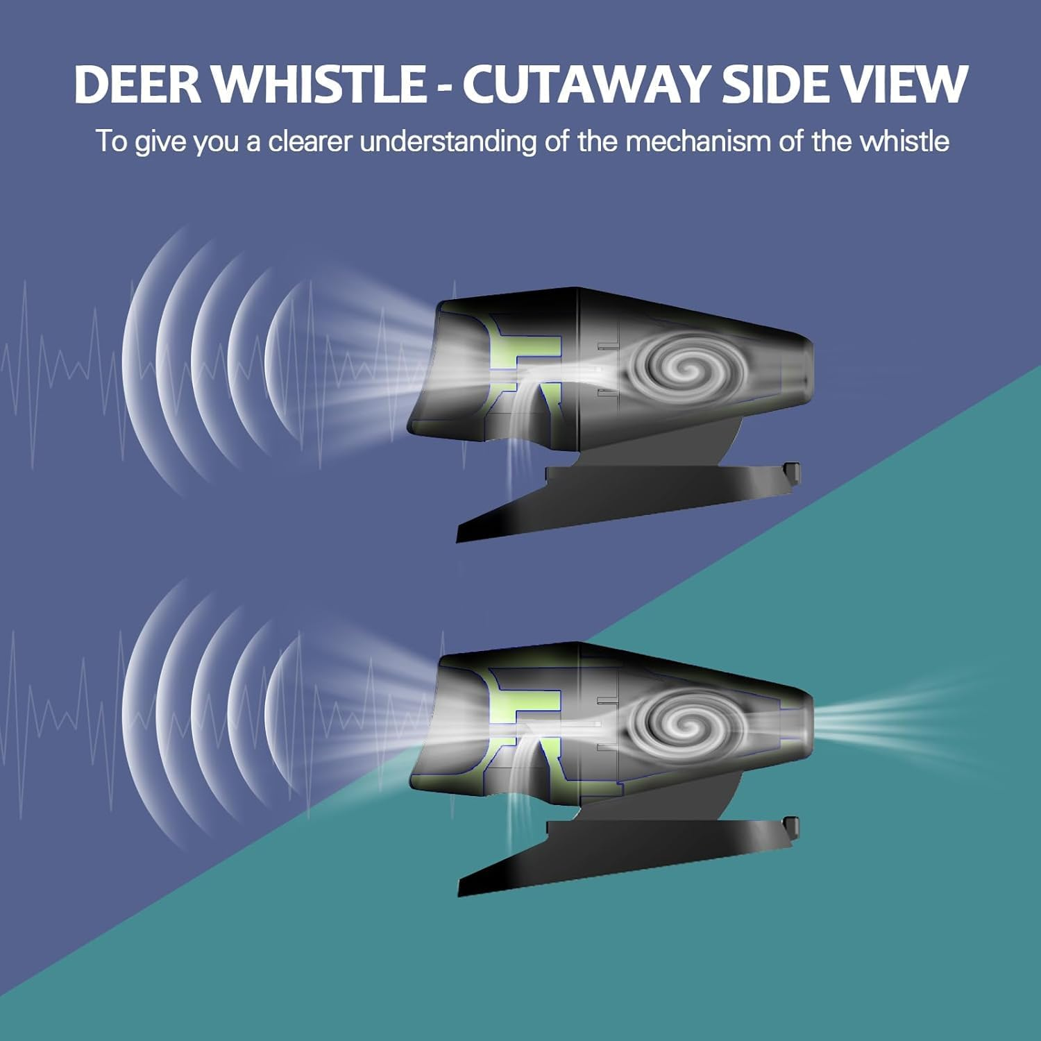 CITKOU 4Pcs Deer Whistles for Vehicles Wind Activated Black