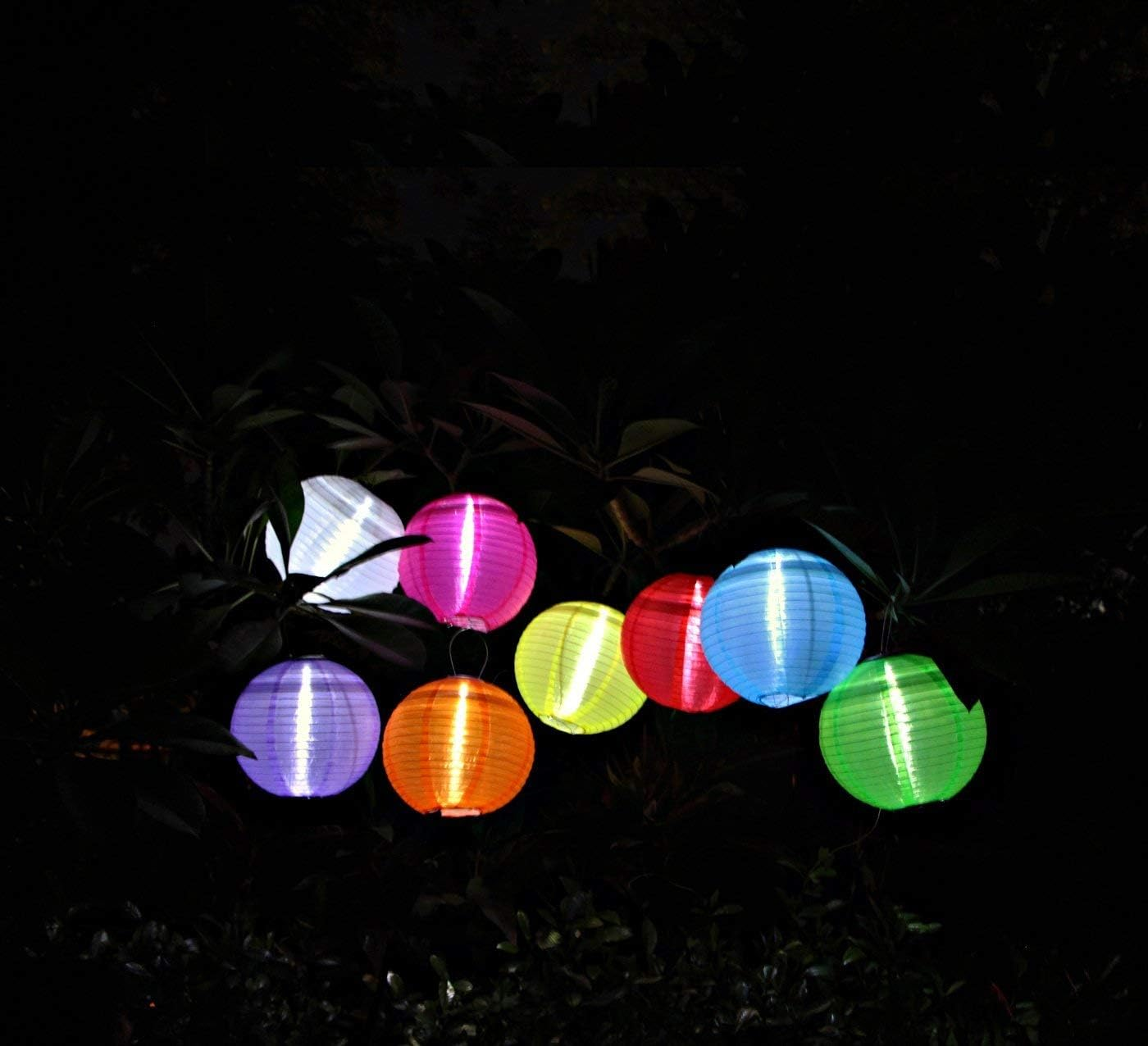 Beaneyun Solar Chinese Lantern Lights 12 in round Solar Lanterns LED Nylon Hanging Light Waterproof Outdoor Decorative Lights for Home Patio Garden Yard Wedding Party Bedroom,6 Pack (White),2021006 image number 3