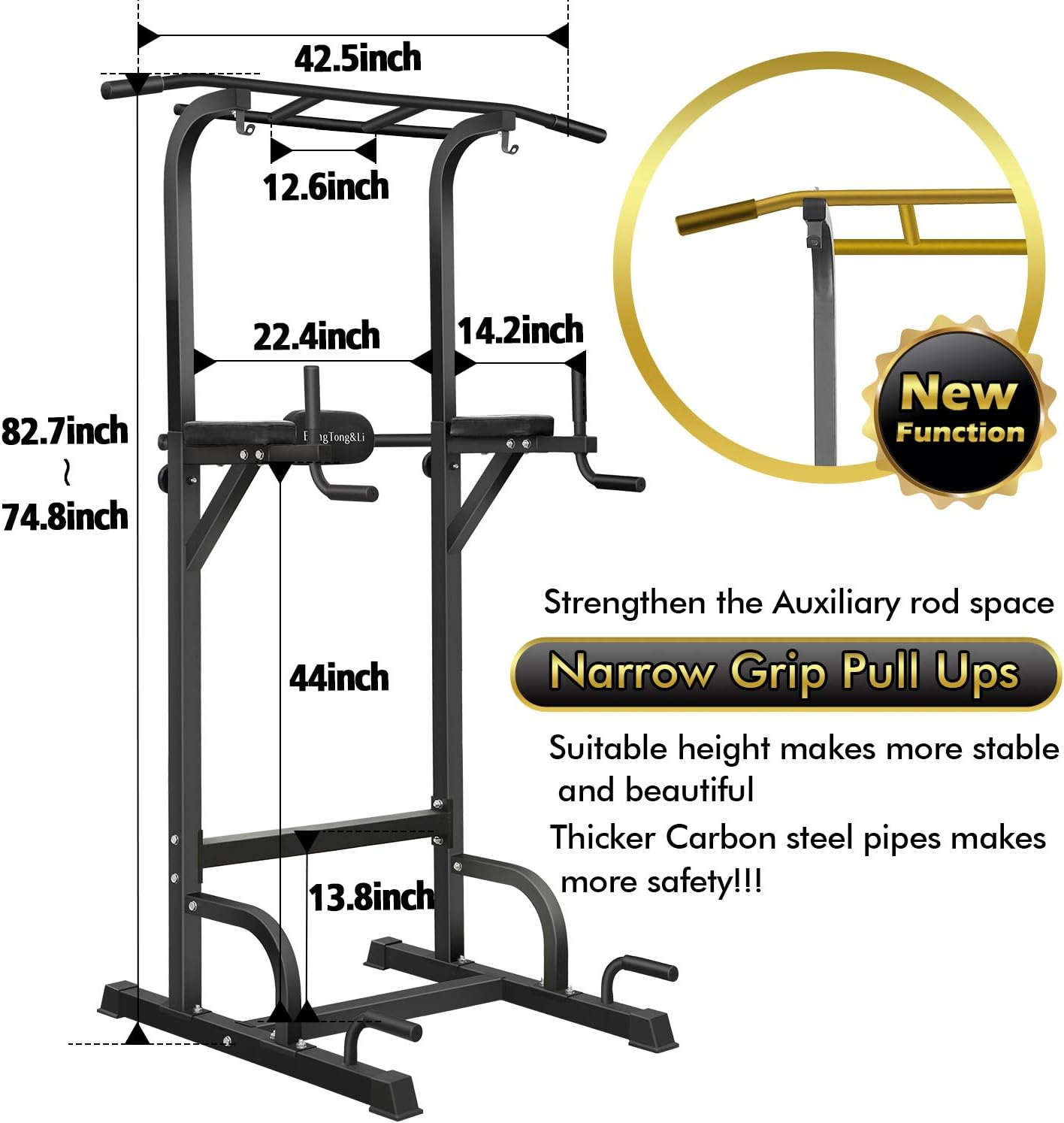 Bangtong&Li Power Tower Workout Pull up & Dip Station Adjustable Multi-Function Home Gym Fitness Equipment image number 5