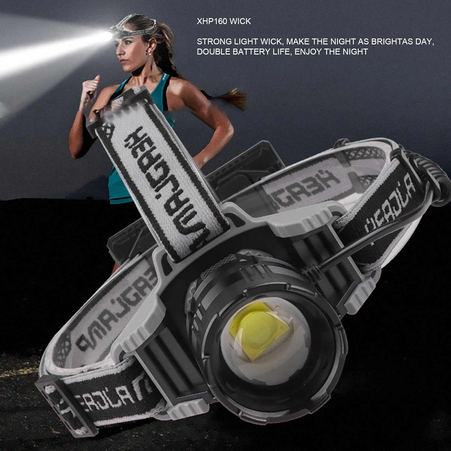 Topyond Head Torch, LED Headlamp, Rechargeable Torch, 30W, Type C, Rechargeable, Adjustable, Waterproof, Ultra Bright Headlamp, Torch for Outdoor, Hiking, Camping