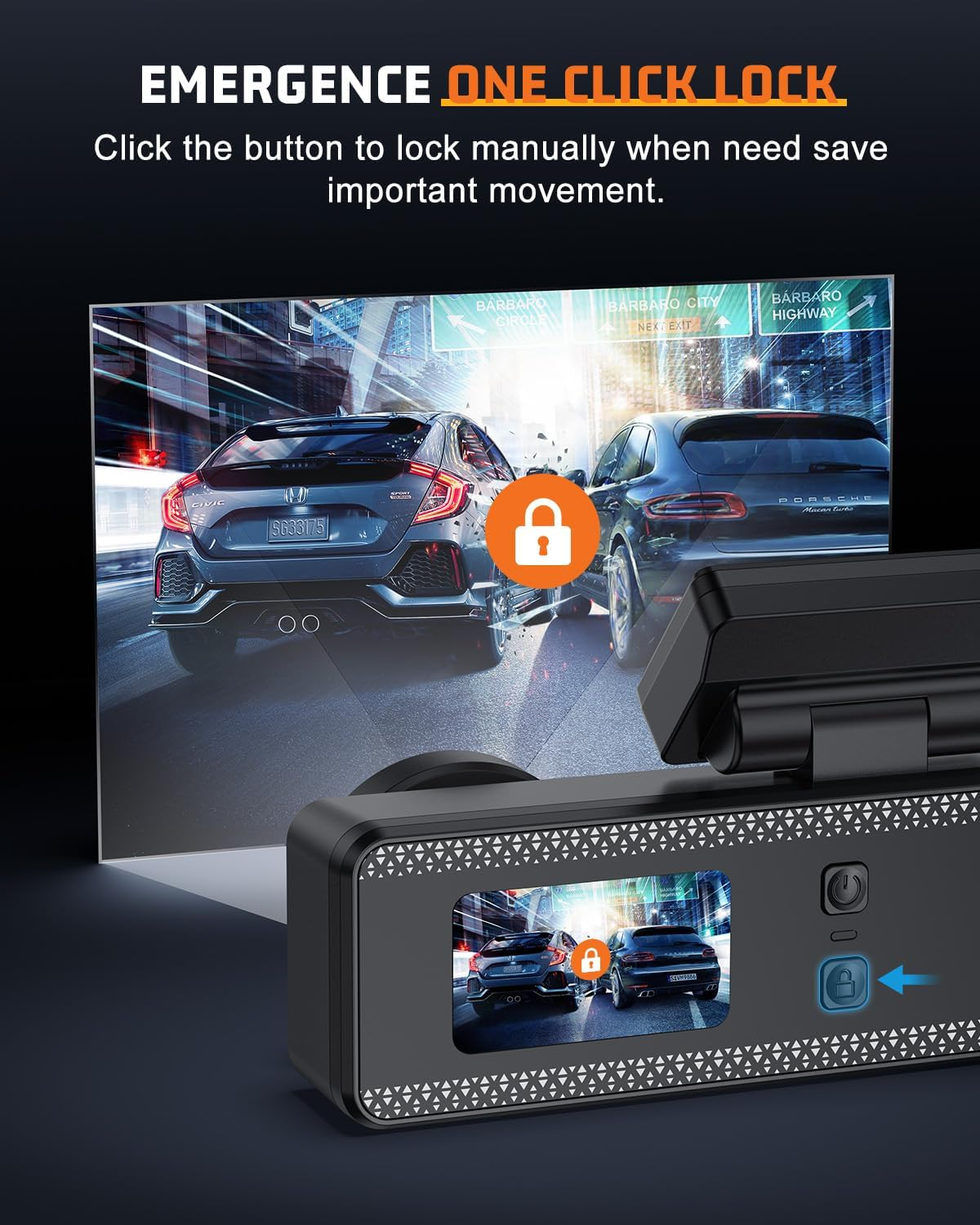 Dash Cam Front and Rear 4K+1080P, Dash Cam Inserted 64GB SD Card, Built-In Wifi, Super Night Vision, 24H Parking Mode, G-Sensor, Loop Recording, Time-Lapse, WDR, 170&deg;/140&deg;, F1.8 Aperture, 4-Layer Lens - Grey image number 2