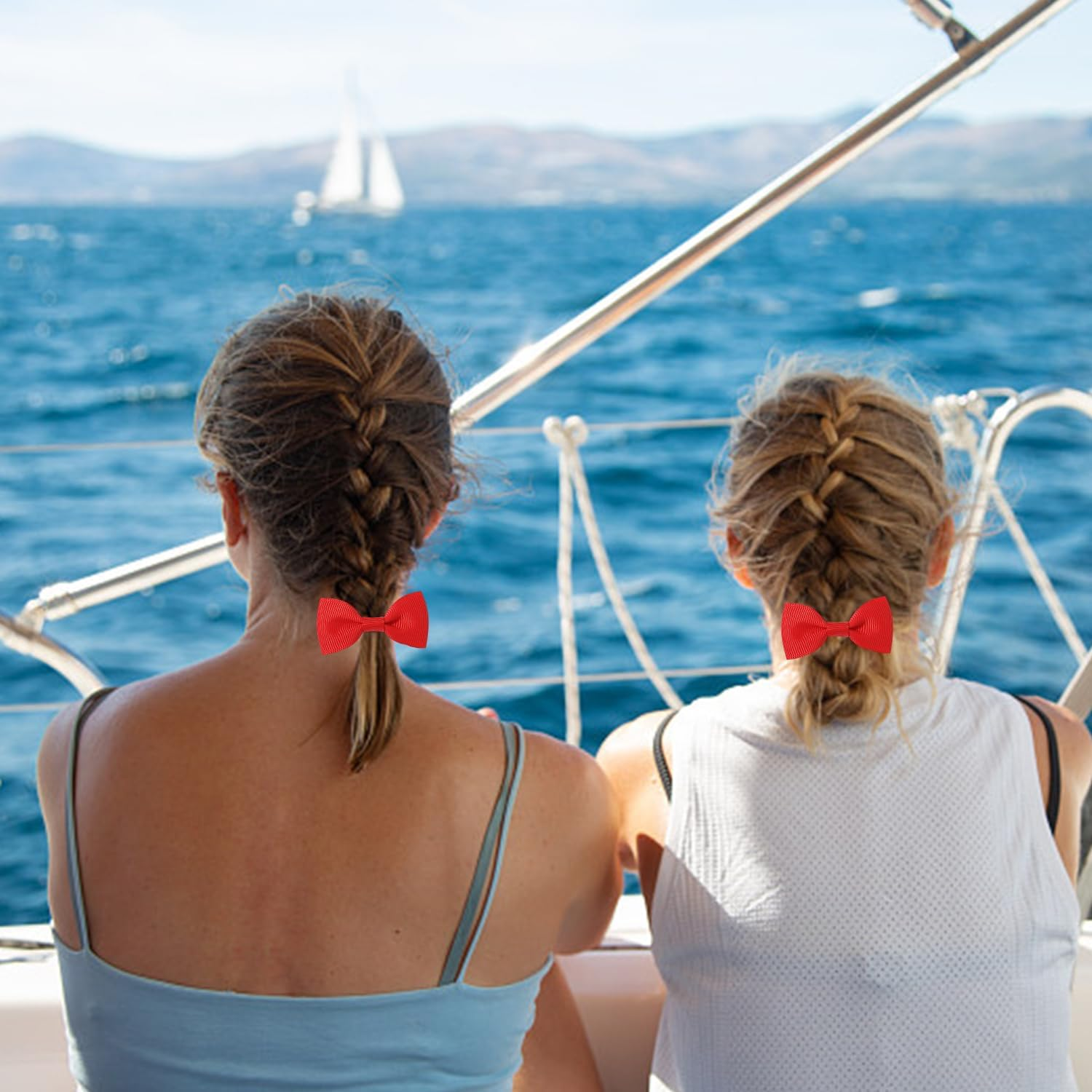 25 Red Bows Rubber Bands Hair Loops Elastic Hair Bands Women'S Hair Accessories Suitable for Daily Hair Ties image number 5