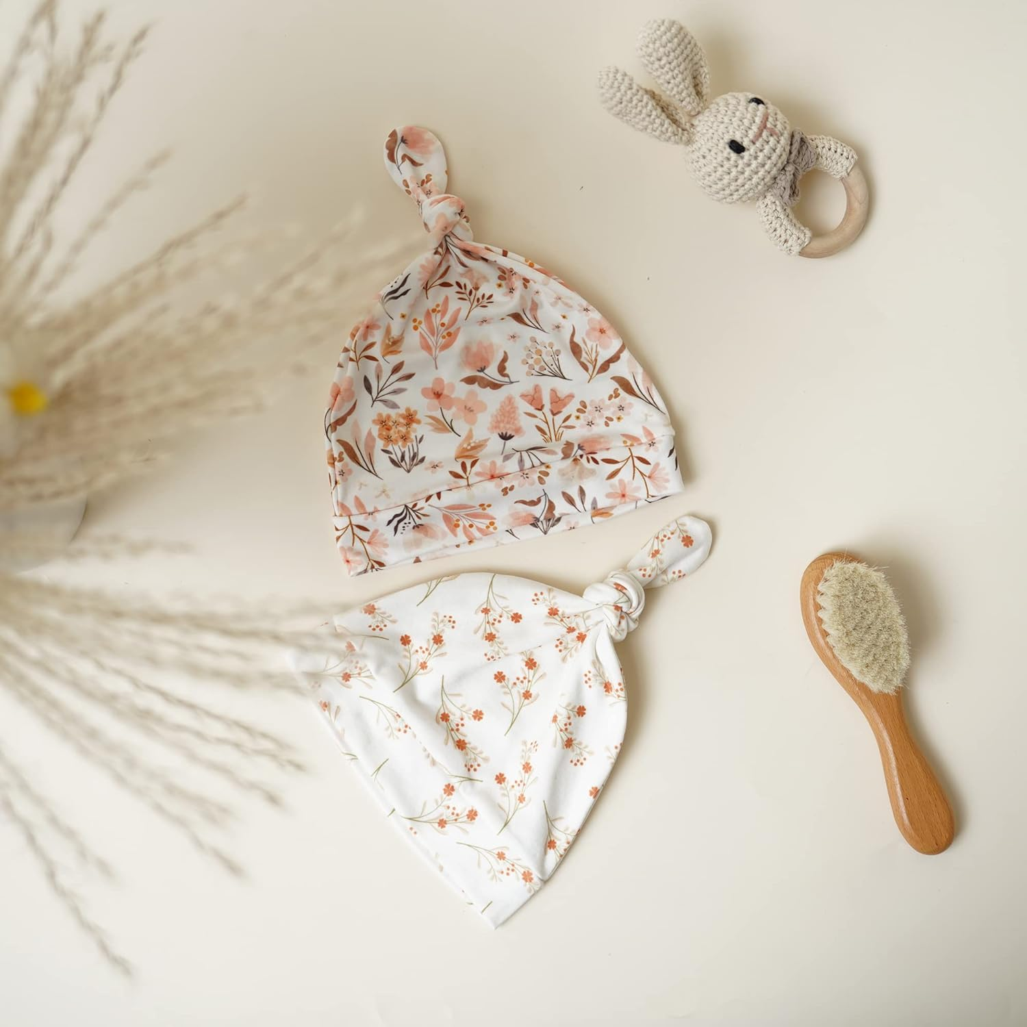 Konssy 8 Pack Baby Newborn Hats Set Knot Beanie Hats Soft for Infant Baby Girls Boys Caps 0-6 Months - Pink image number 6