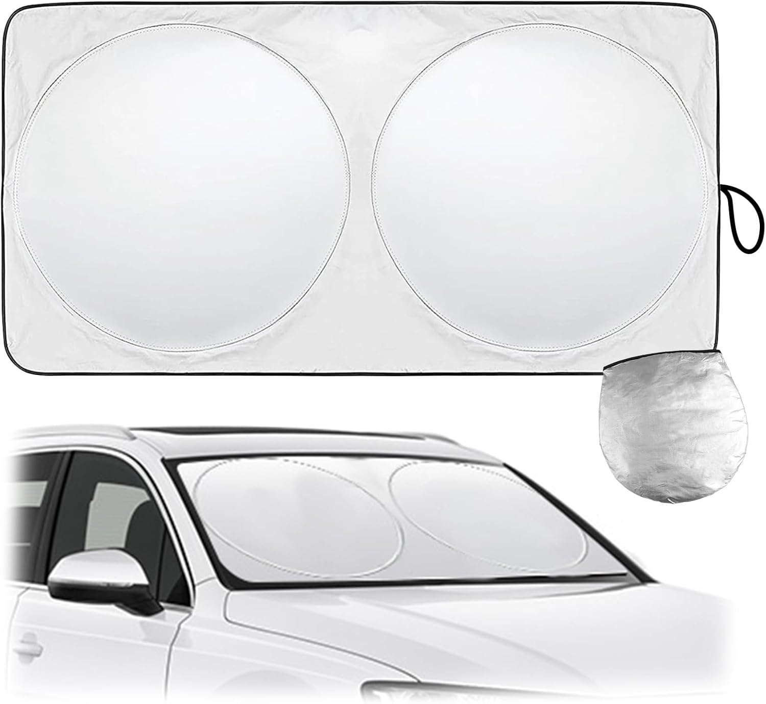 Windshield Sun Shade, Premium Foldable Windshield Sun Cover, Car Windscreen & Dashboard Heat Protector, Compact Folding Design for Easy Storage, Fits Most Sedans, Suvs & Trucks (Size: 160X85Cm) image number 3