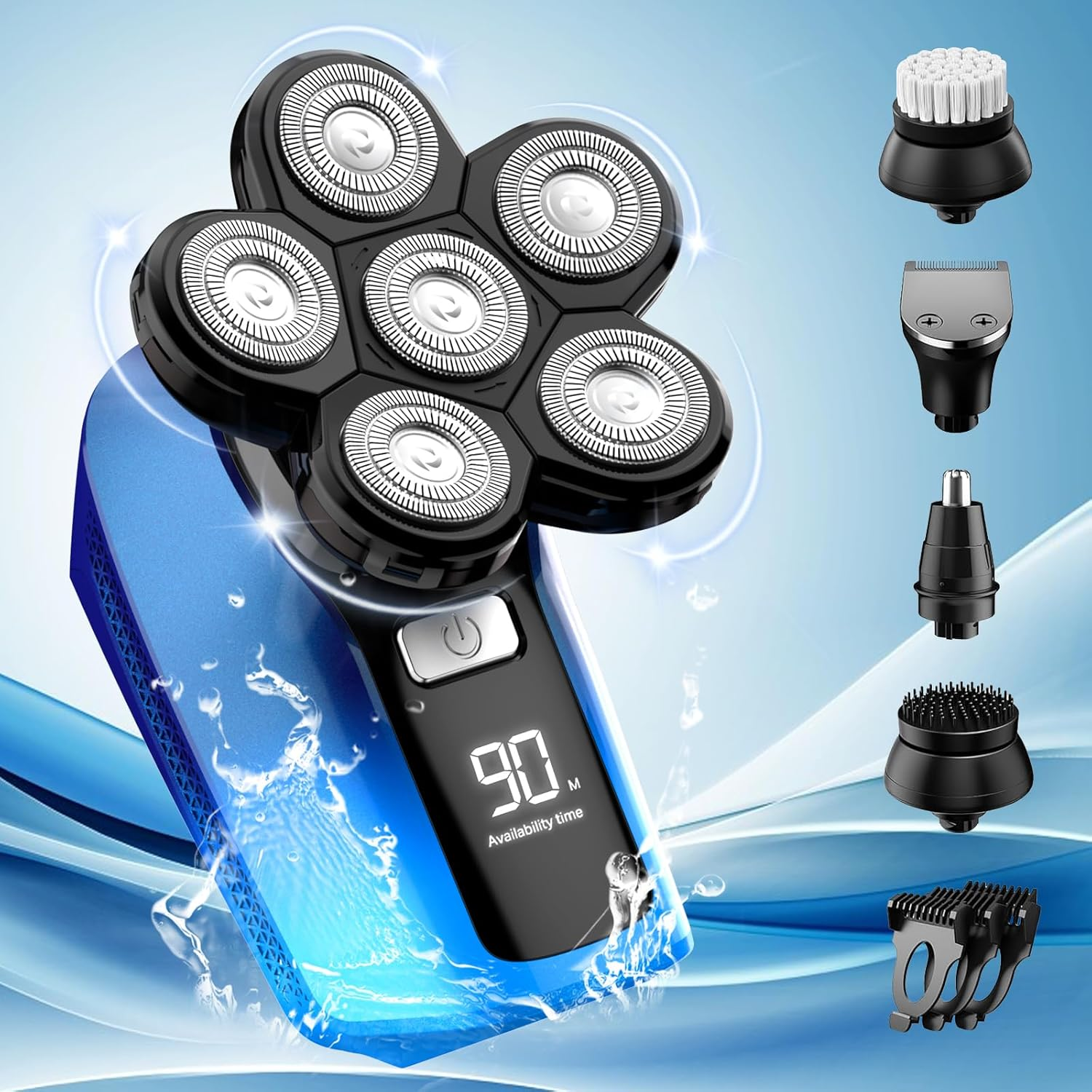 Head Shaver for Bald Men,5 in 1 Bald Head Shavers for Men Cordless,Waterproof Wet Dry Mens Electric Shavers for Face Shaving,Rechargeable Electric Razor for Mans Shaver Hair Razor USB