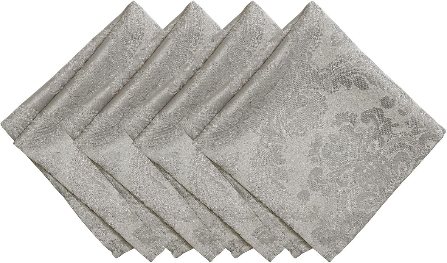 Elrene Home Fashions Caiden Elegance Damask Napkin Set of 4, 17" X 17", Black image number 1