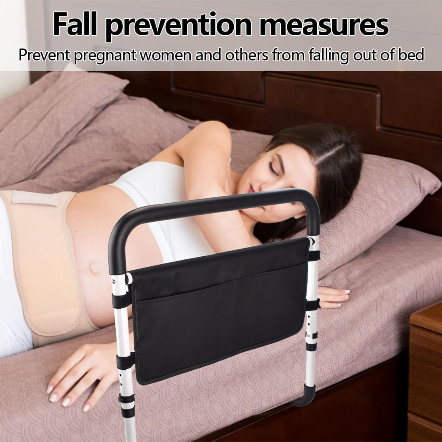 Bed Rail for Elderly Adults,Adjustable Bed Rail Supports,With 2 Storage Pocket,Supports up to 300 Lb,For Elderly Adults, Fits Queen, Full & Twin Beds. image number 3