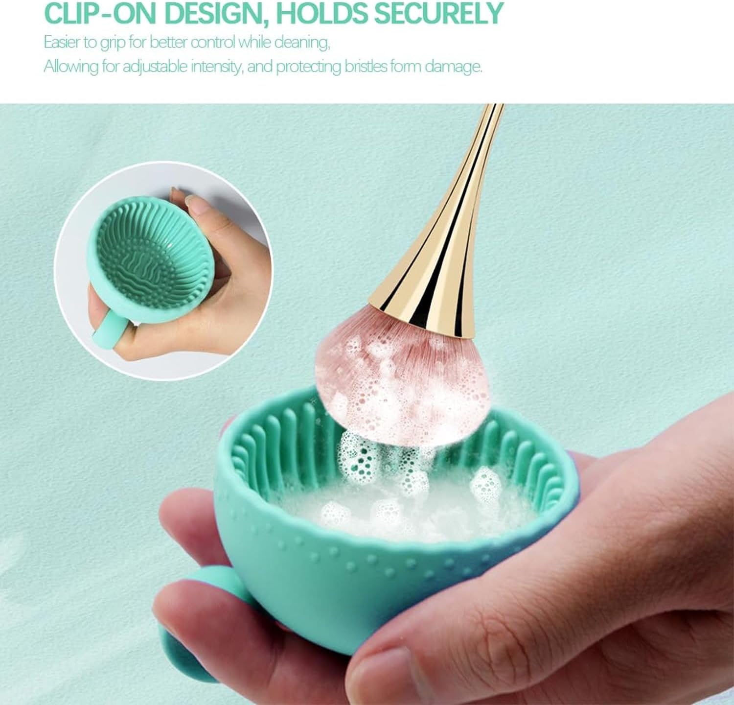 BYVCUI Make up Brush Washing Bowl, Makeup Brush Cleaner Machine, Silicone Brush Scrubber Bowl, Portable Washing Tool Cosmetic Brush Cleaner Cleaning Pad for Women Girl (Pink+Green) image number 1