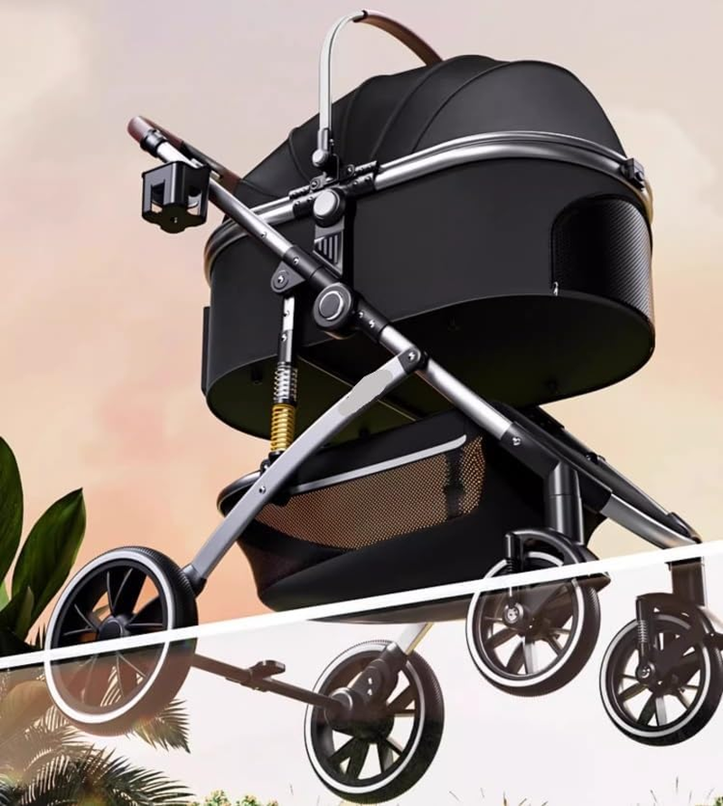 Pet Stroller Dog Stroller Cat Stroller Folding Pet Stroller with Storage Basket Travel Dog Strollers with Detachable Carrier for Small Medium Cats Dogs Dog Pram Dog Cat(Color:D) - B image number 5