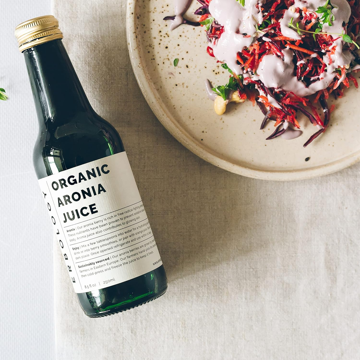 100% Organic Aronia Berry Juice 250Ml - Supports Skin Health - Rich in Antioxidants - Straight from Farm - Undiluted - No Added Sugar or Preservatives - Non-Gmo - Recyclable Glass Bottle