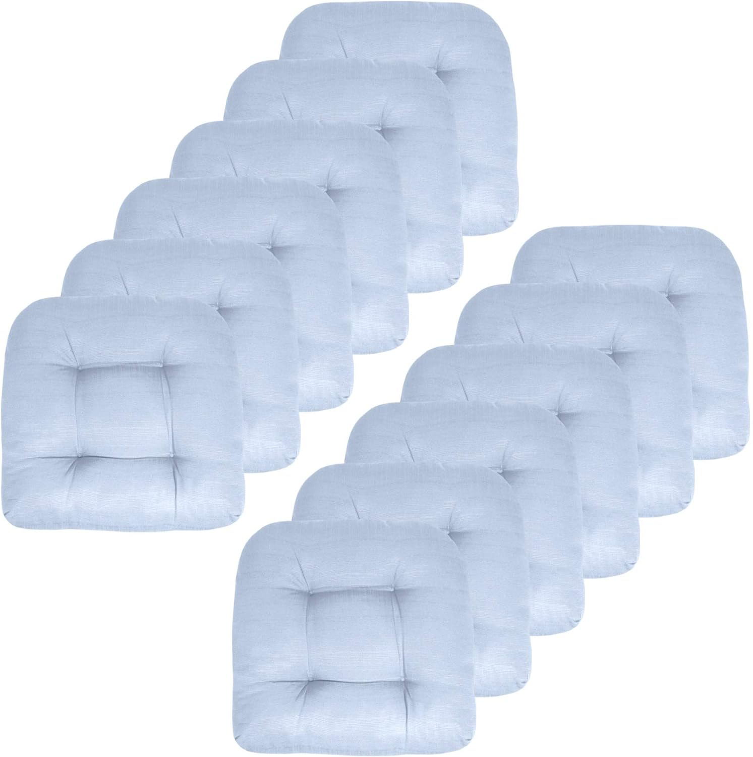 Sweet Home Collection Patio Cushions Outdoor Chair Pads Premium Comfortable Thick Fiber Fill Tufted 21" X 21" Seat Cover, 2 Count (Pack of 1), Cream