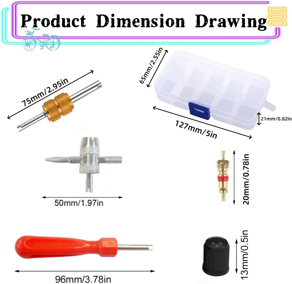 33 PCS Tire Valve Stem Puller Tools Set,Klhcduo Include Tyre Valve Caps Snap-In Valve Stems,Dual & Single Head Core Remover, Valve Cores, 4 Way Valve Tool for Car Vehicle Motorcycle Truck Bicycle image number 4