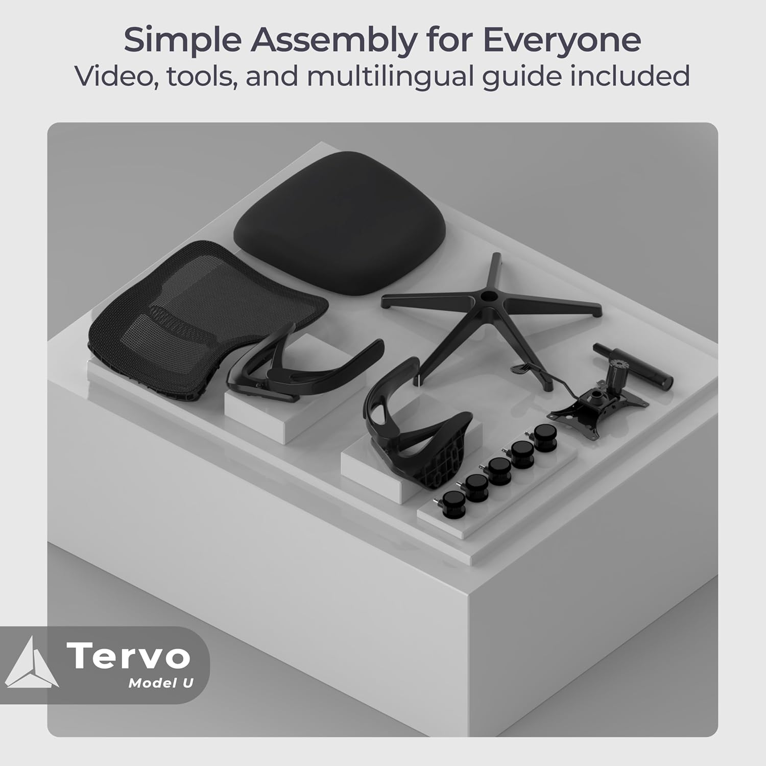 Tervo Model U | Folding Office Chair for Small Spaces | Gaming Chair for Adults & Kids | Ergonomic Mesh Computer Chair for Bedroom | Foldable Desk Chair for Home Work | (Midnight Black) image number 4