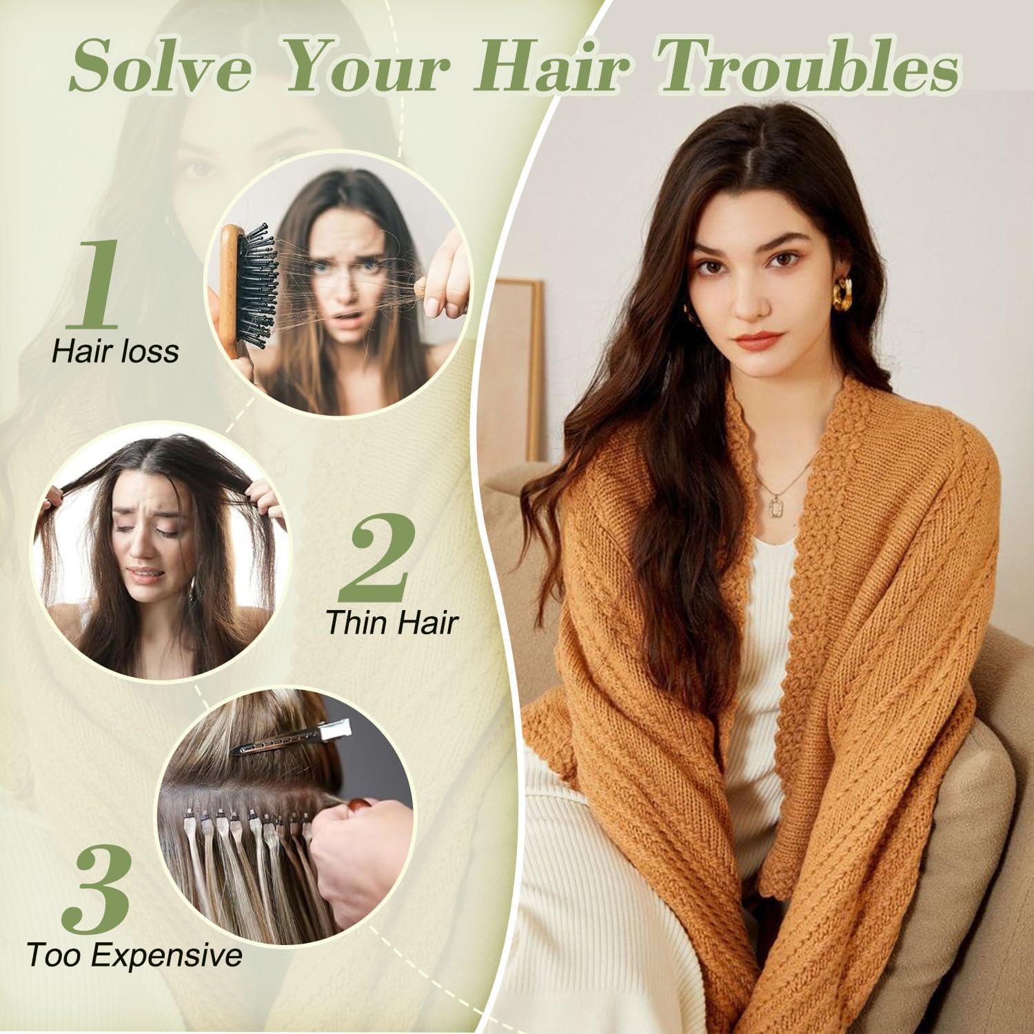 Hair Toppers for Women Real Human Hair 10 Inch Hair Toppers for Women Upgrade Swiss Base Hairpieces for Hairloss (Ombre Light Brown with Blond Highlight) image number 2