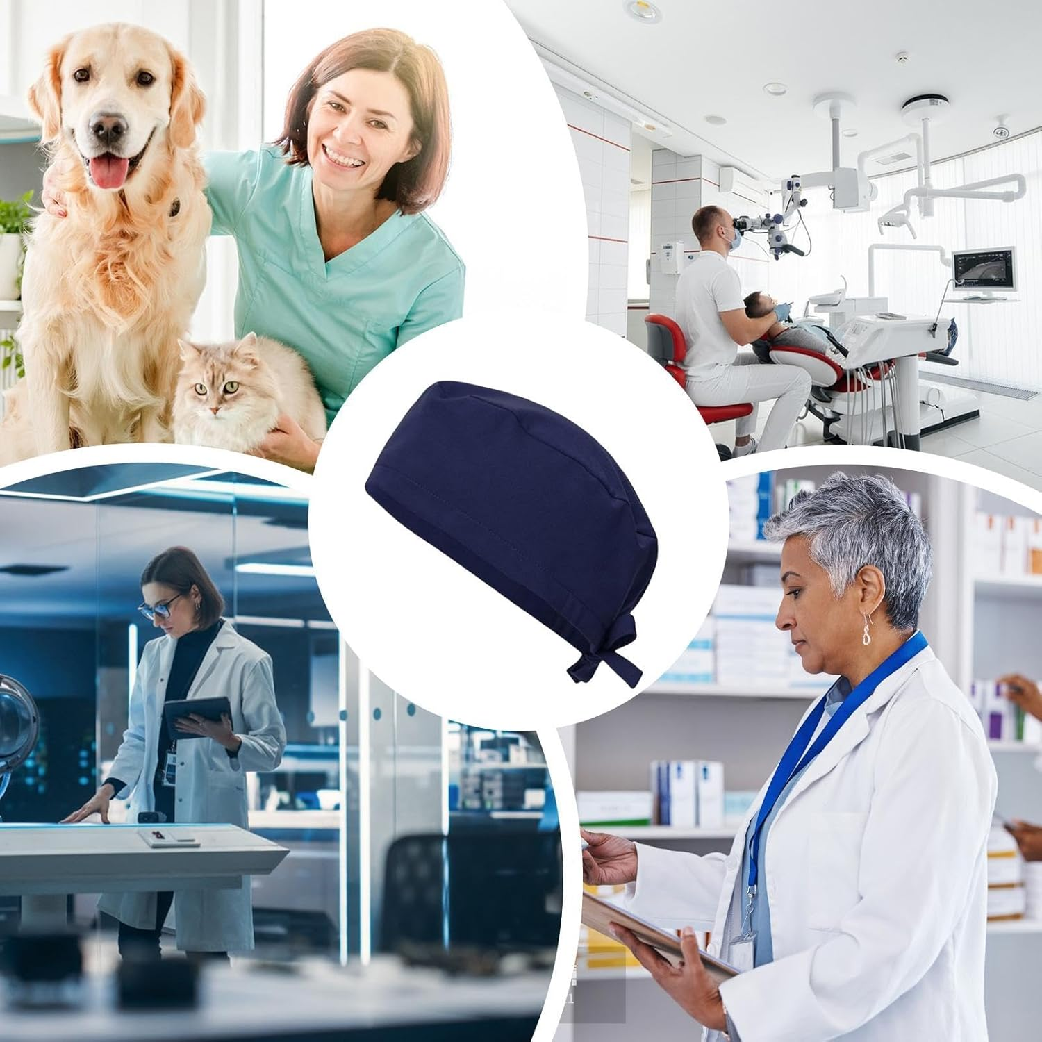 Surgical Cap - Work Hat Cotton Surgeon Caps,Surgical Headwear, Nurse Scrub Cap, Doctors, Nursing Caps for Nurses, Dentists, Pharmacists, Vets, Personnel - Wine Red image number 3