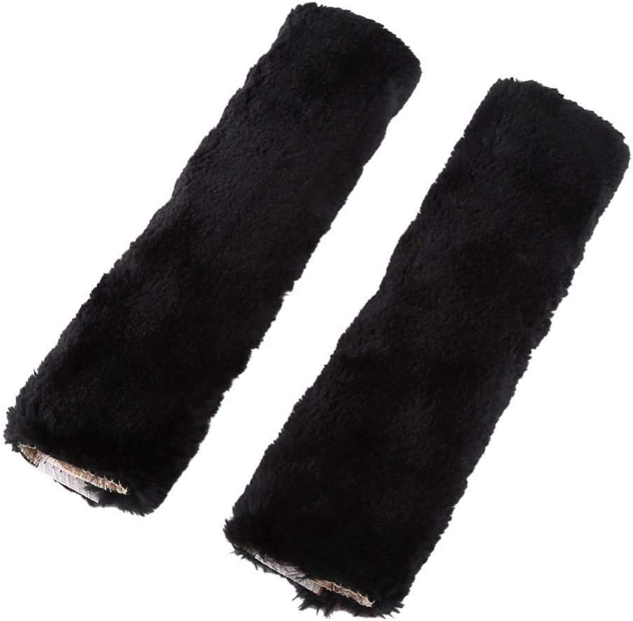 Soft Faux Sheepskin Seat Safety Belt Cover Pad,Car Seat Safety Belt Strap Shoulder Pad for Adults and Children,Suitable for Car Seat Safety Belt,Backpack,Shoulder Bag,2-Pack (Black)