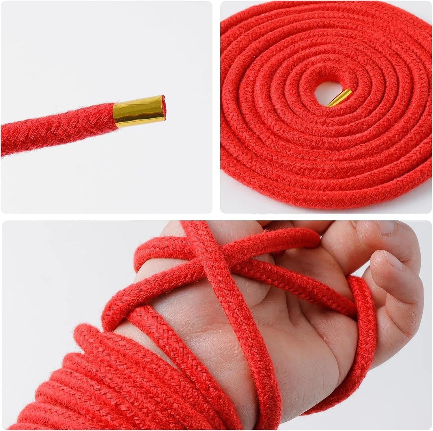 4-Piece Set Soft Cotton Braided Bondage Rope 5 M &times; 8 Mm with 2 Cotton Ropes(Black/Red) and 2 Satin Blindfolds Durable Multipurpose Rope for Sleeping Games&ndash; Ruibex