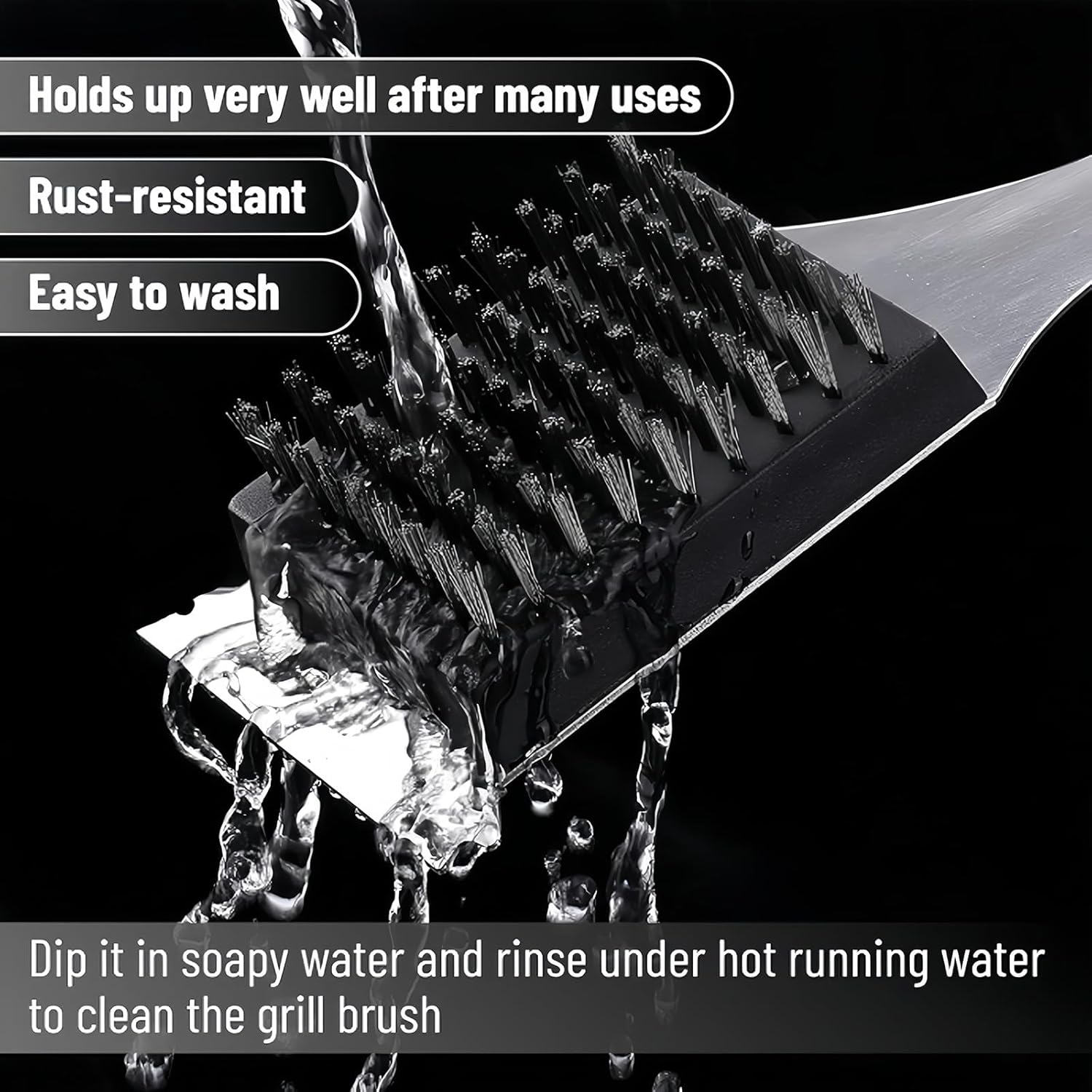 Grill Brush and Scraper - 16.5&rdquo; Wire BBQ Brush for Outdoor Grill, Safe Grill Cleaner Brush with 2PCS Replaceable Brush Heads, Essential BBQ Grill Accessories