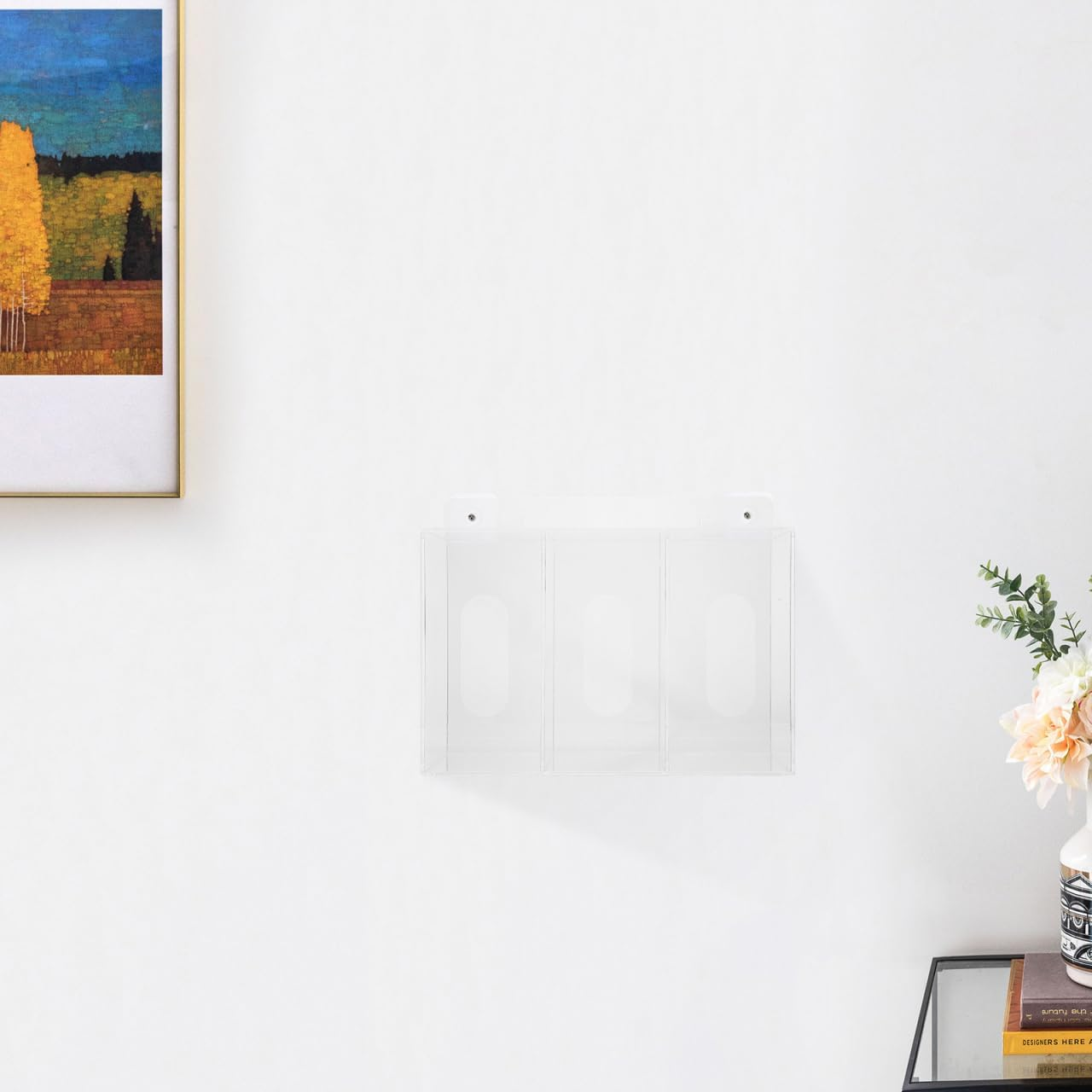 Iplusmile Wall Mount Glove Dispenser 3-Compartment Acrylic Storage Box for Gloves and Clear Organizer for Laboratory and Use image number 4