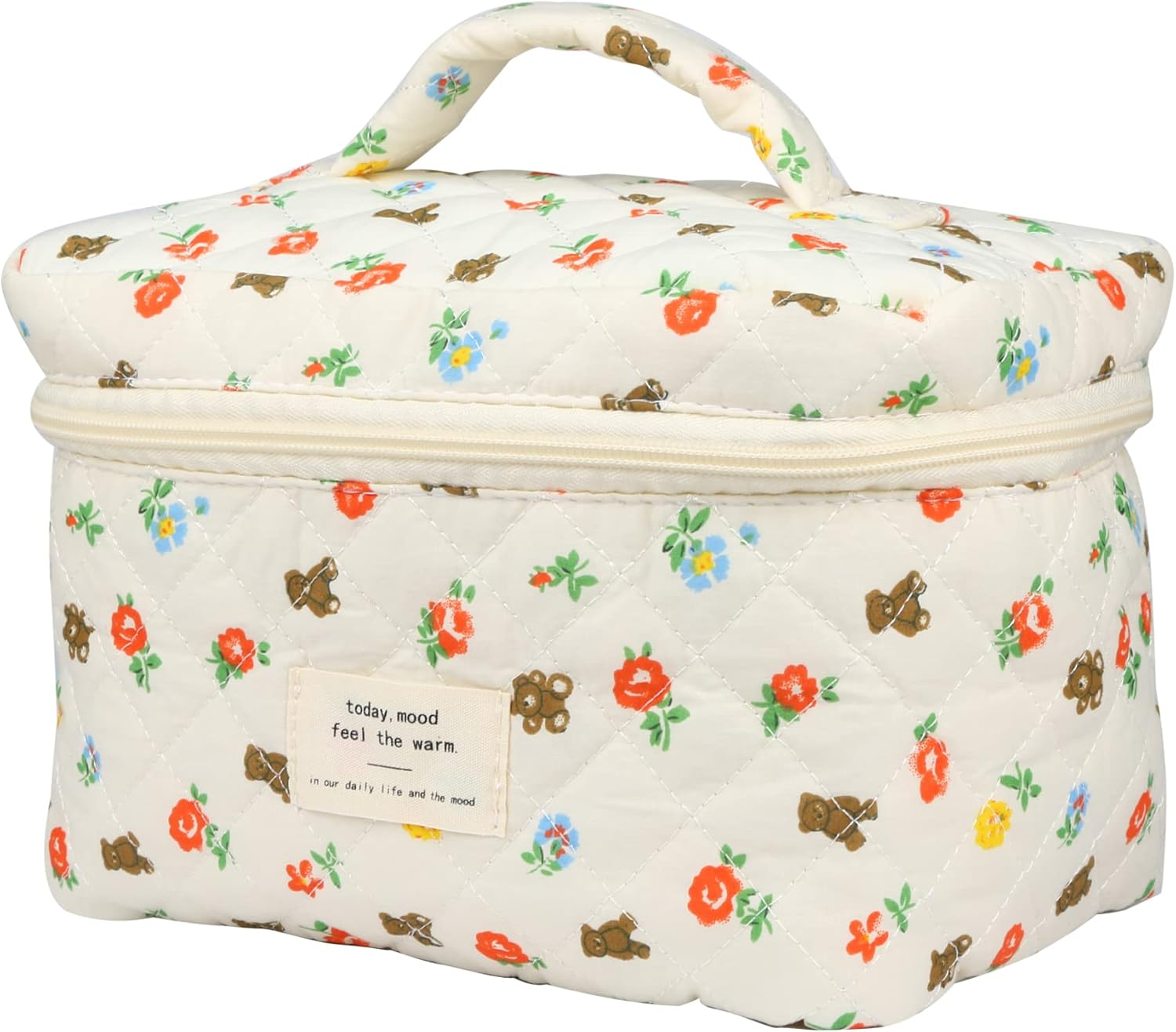 PINKCONA Cosmetic Bags for Women, Cute Floral Makeup Bag, Organizer Storage Make up Bag, Travel Toiletry Bags, Girls Pencil Case Bags, Handbags Purses Pouch, 07 - Uu/Mid, Floral