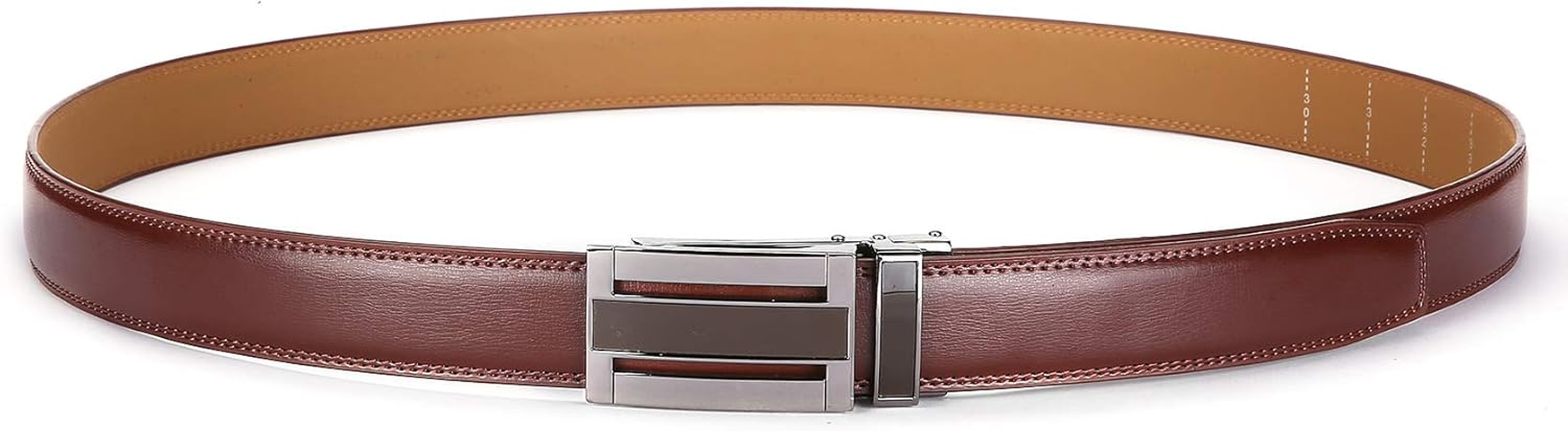 KAERMU Men'S Comfort Genuine Leather Ratchet Dress Belt 1 1/8" Wide with Automatic Click Buckle - Black B image number 2