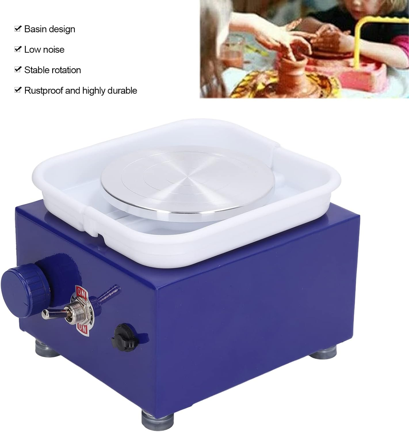 Mini Pottery Wheel for Beginners, Electric Mini Pottery Wheel Machine for Kids with Tray, 8 DIY Clay Tools, 0-2000 RPM Adjustable Speed, Pottery Wheel Clay Tool for Kids Beginner(Au Plug) image number 1