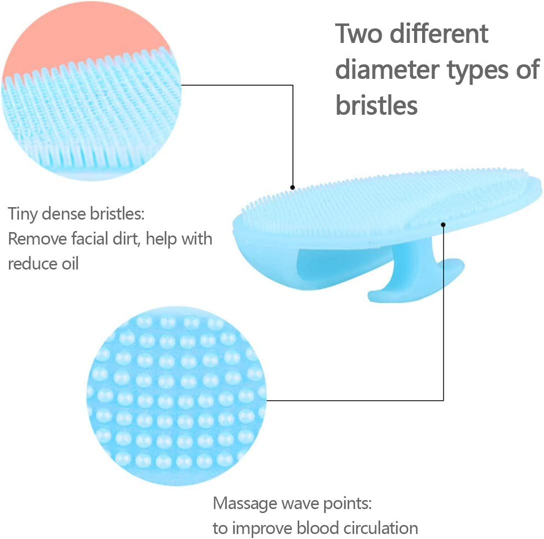 Facial Cleansing Brush Soft Silicone Face Scrubber Cleansing and Exfoliating for Sensitive Greasy Dry and All Kinds of Skin(Blue+Pink) image number 1