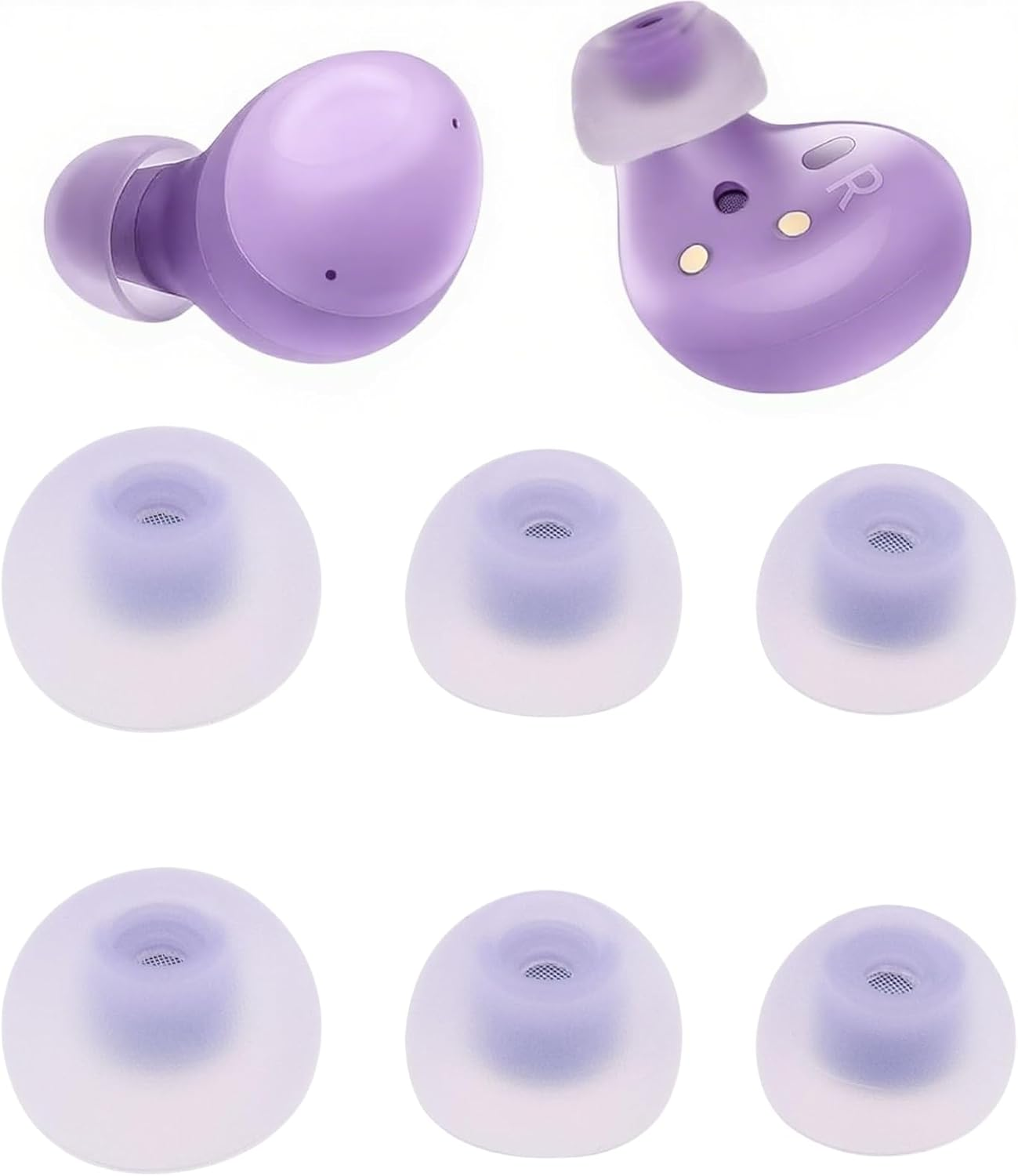 Lyvixora 3 Pairs Ear Tips for Samsung Galaxy Buds 2 R177,Silicone Replacement Earbuds Tips with Dust Guard, Secure Fit & Anti-Slip Design, Perfectly Fit in Charging Case (Black)