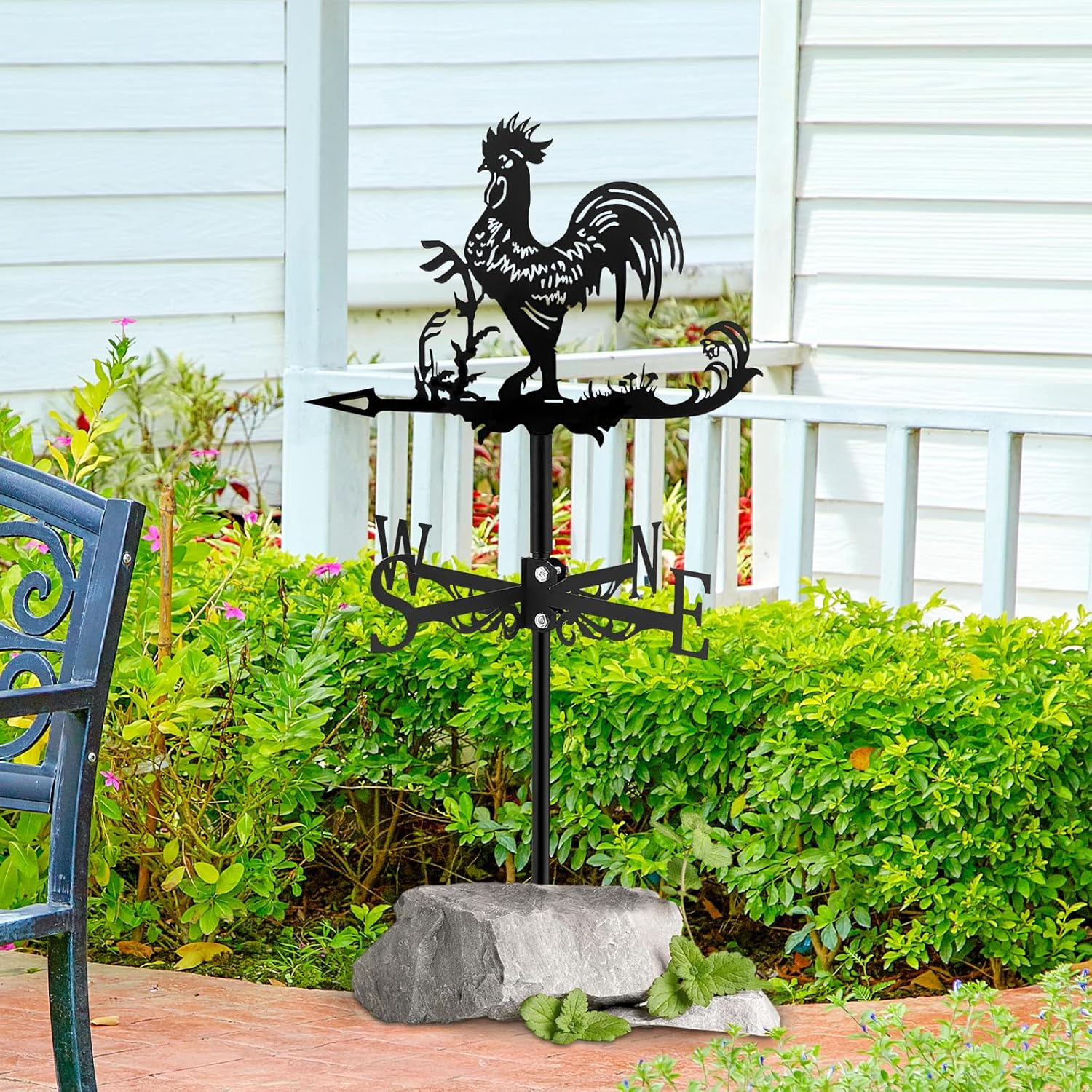 Farmhouse Weather Vane Roof Mount, Wind Direction Indicator Kit Outdoor Bracket Weather Vane - Metal image number 4