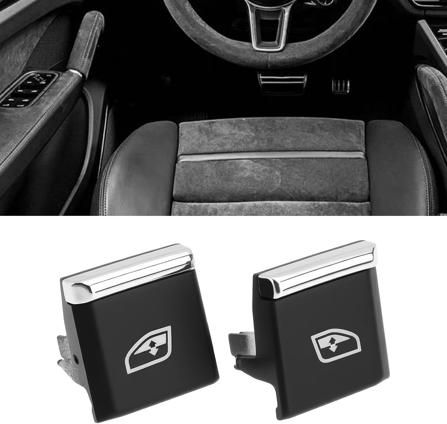 Emagtech 2Pcs Driver'S Seat Power Window Switch Button Covers Compatible with Porsche Cayenne 2011-2018 (No. 1-2)