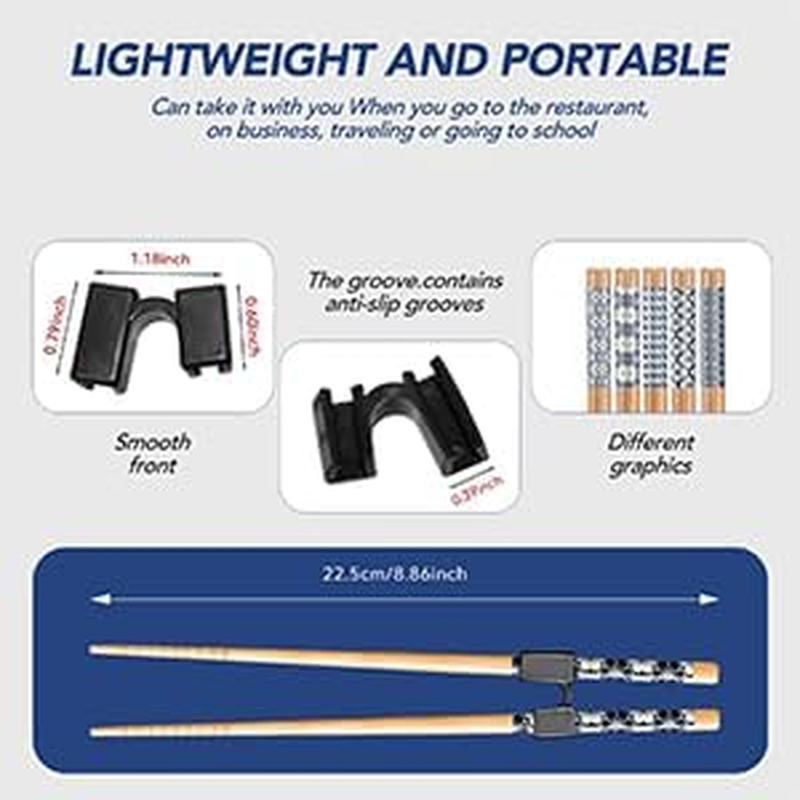 5 Pairs Reusable Training Chopsticks Beginners for Kids Adults Learners, Wooden Chopsticks Trainers Set, Dishwasher Safe, L8.86Inch image number 1